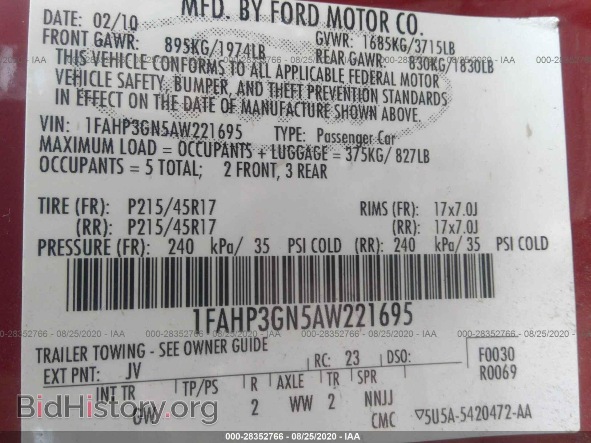 2010 FORD FOCUS - VIN: 1FAHP3GN5AW221695 - Фото 9