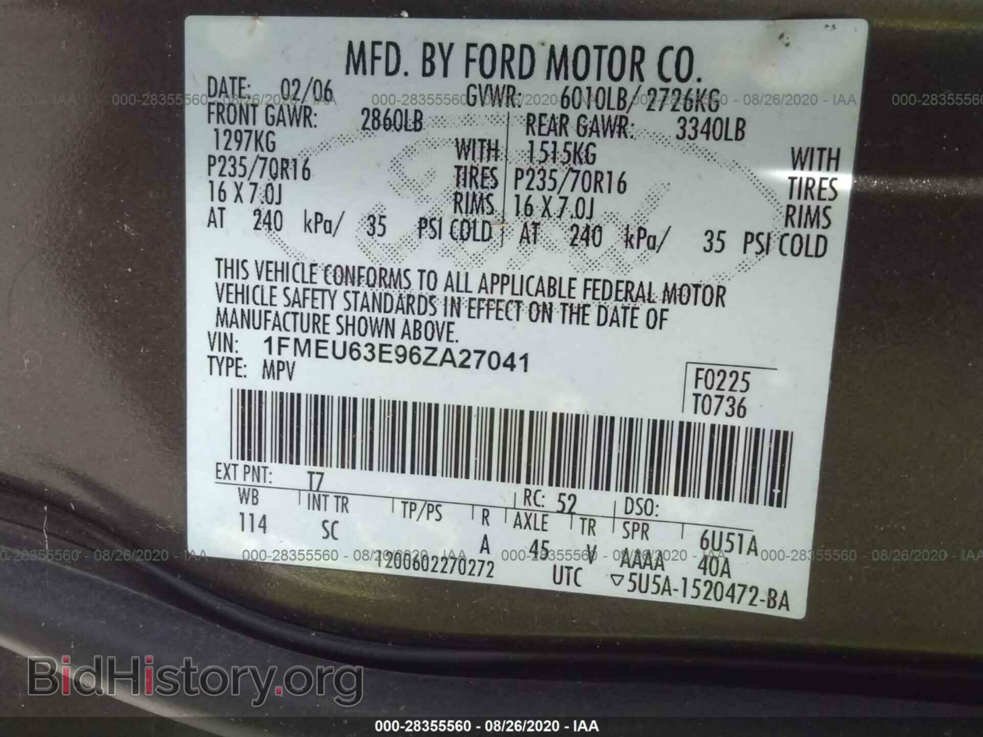2006 FORD EXPLORER - VIN: 1FMEU63E96ZA27041 - Фото 9