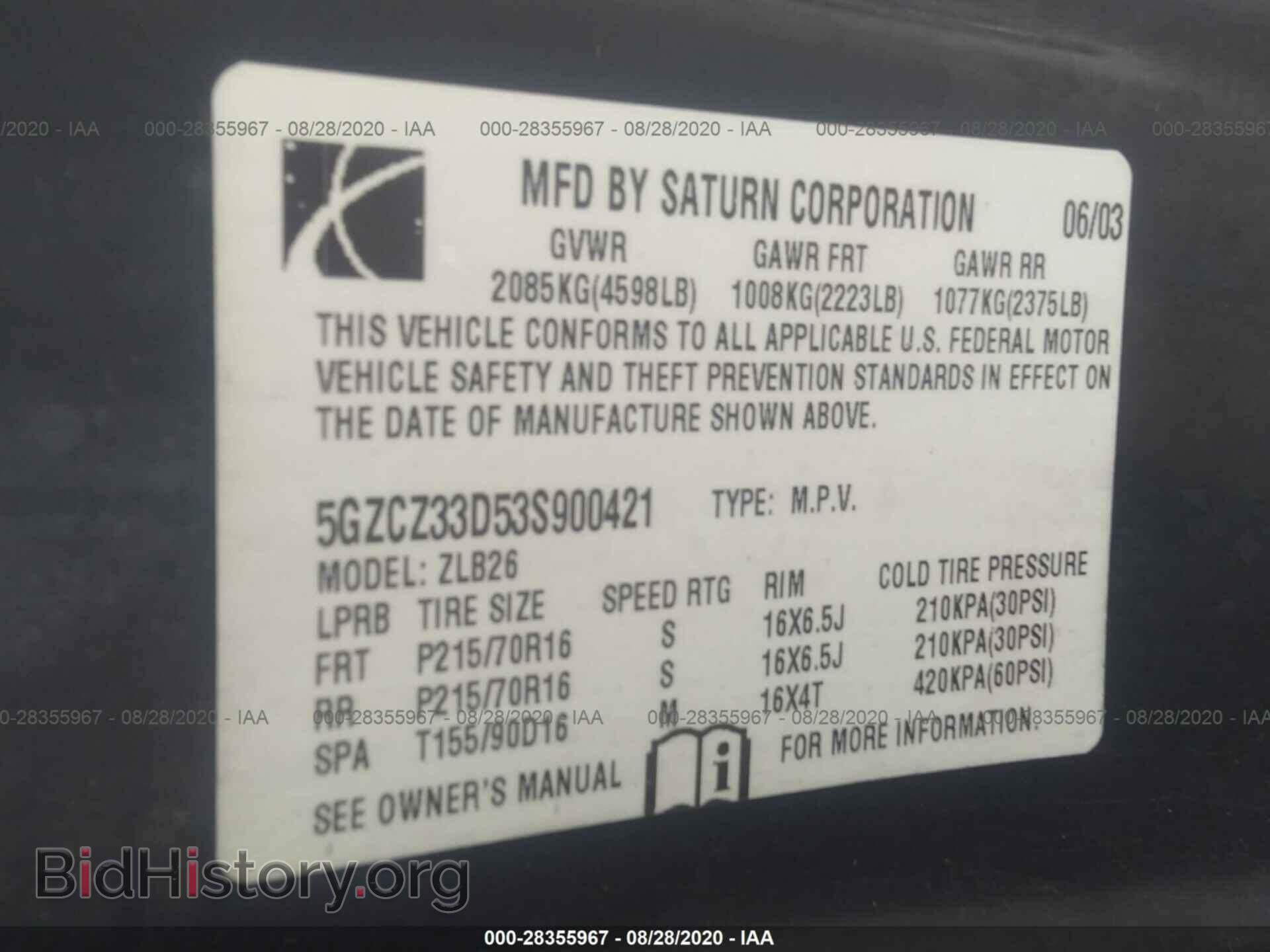 2003 SATURN VUE - VIN: 5GZCZ33D53S900421 - Фото 9