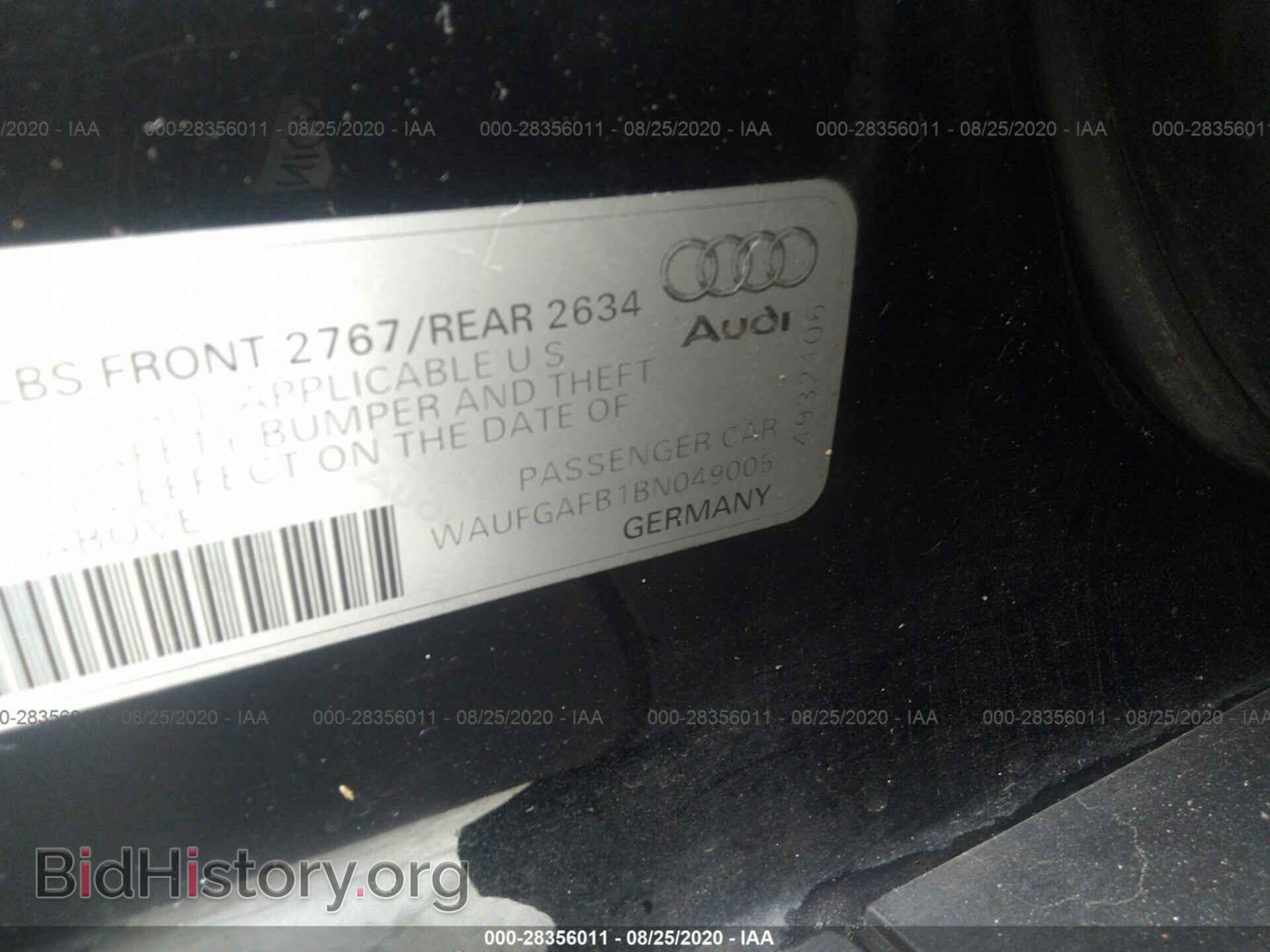 2011 AUDI A6 - VIN: WAUFGAFB1BN049005 - Фото 9