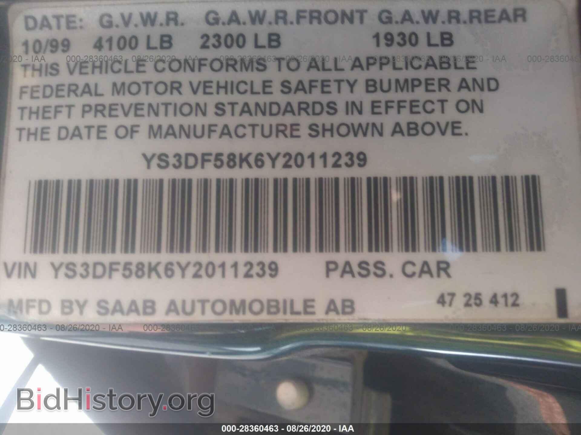 2000 SAAB 9-3 - VIN: YS3DF58K6Y2011239 - Photo 9