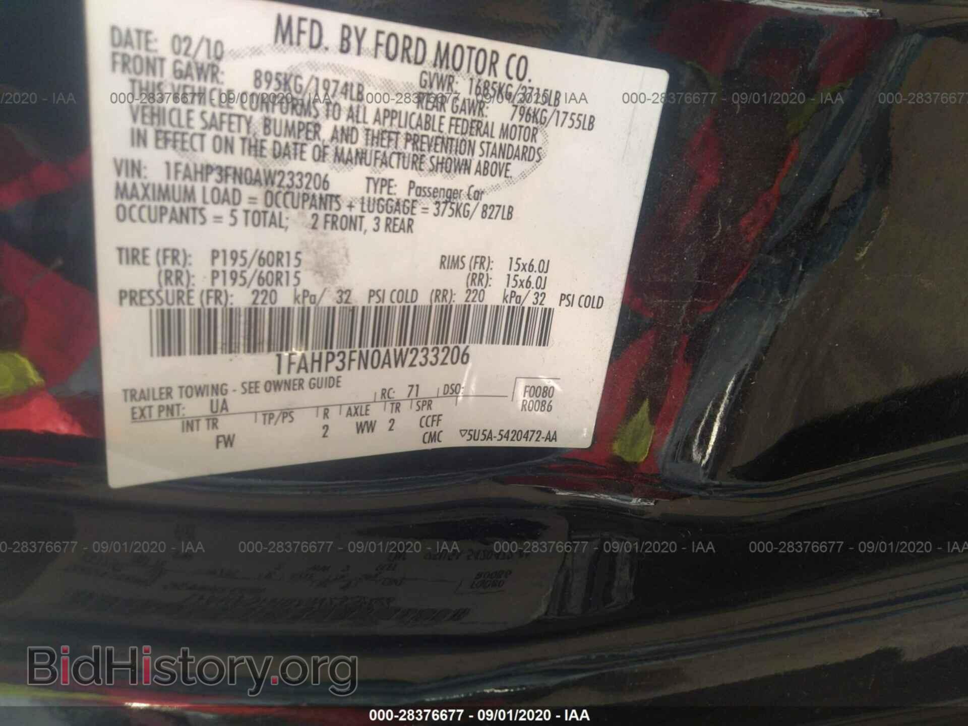 2010 FORD FOCUS - VIN: 1FAHP3FN0AW233206 - Фото 9