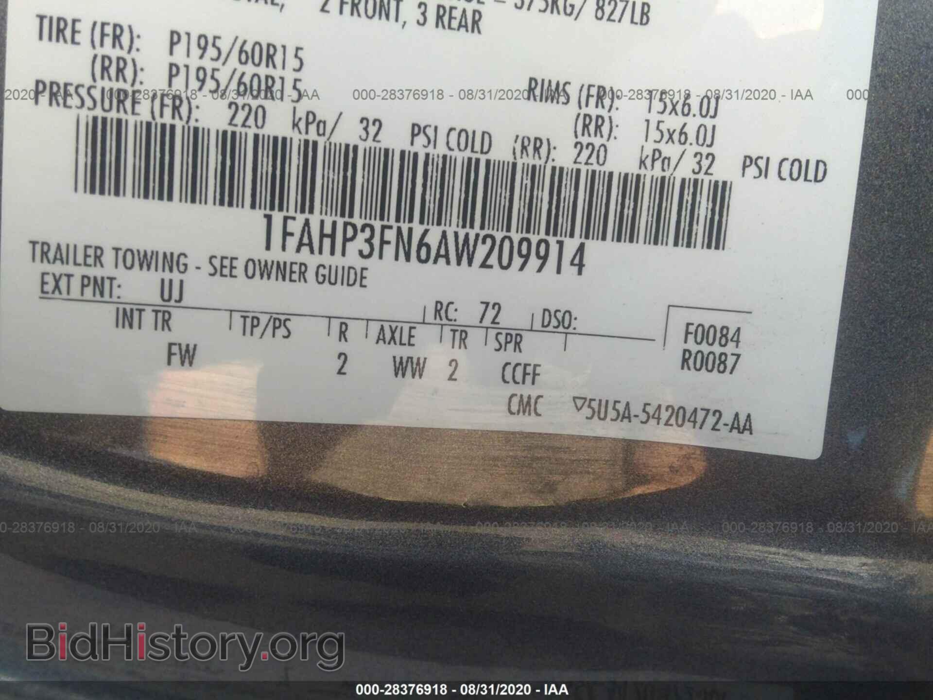 2010 FORD FOCUS - VIN: 1FAHP3FN6AW209914 - Фото 9
