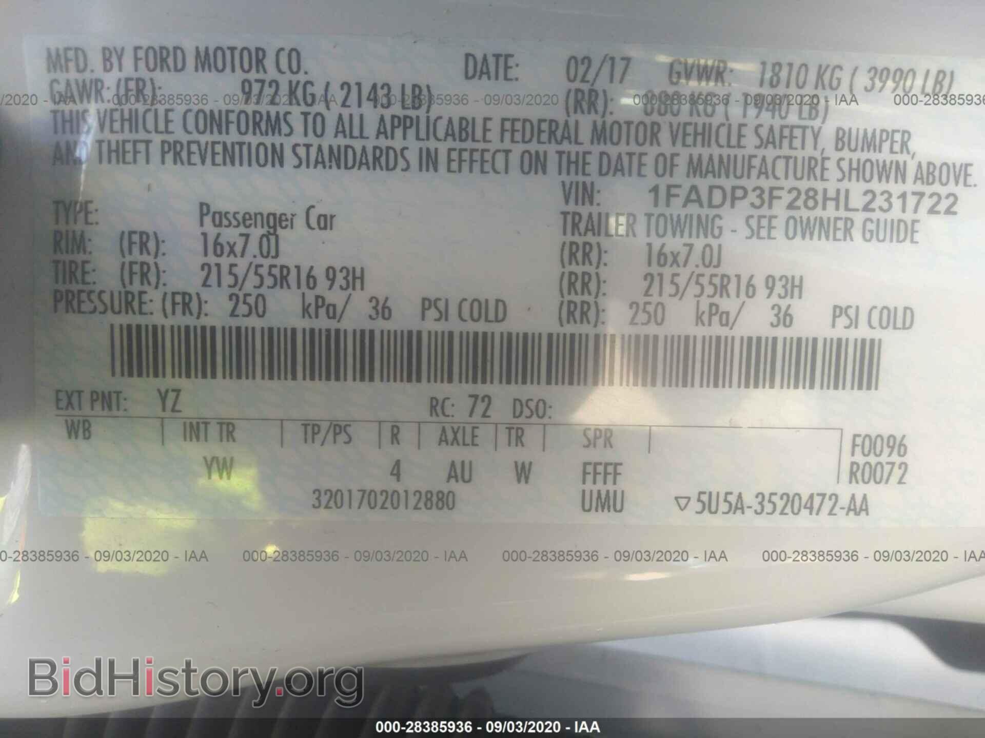 2017 FORD FOCUS - VIN: 1FADP3F28HL231722 - Фото 9
