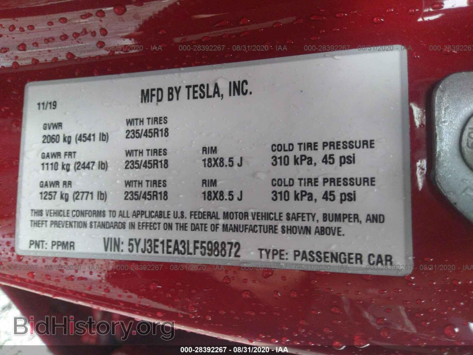 2020 TESLA MODEL 3 - VIN: 5YJ3E1EA3LF598872 - Photo 9