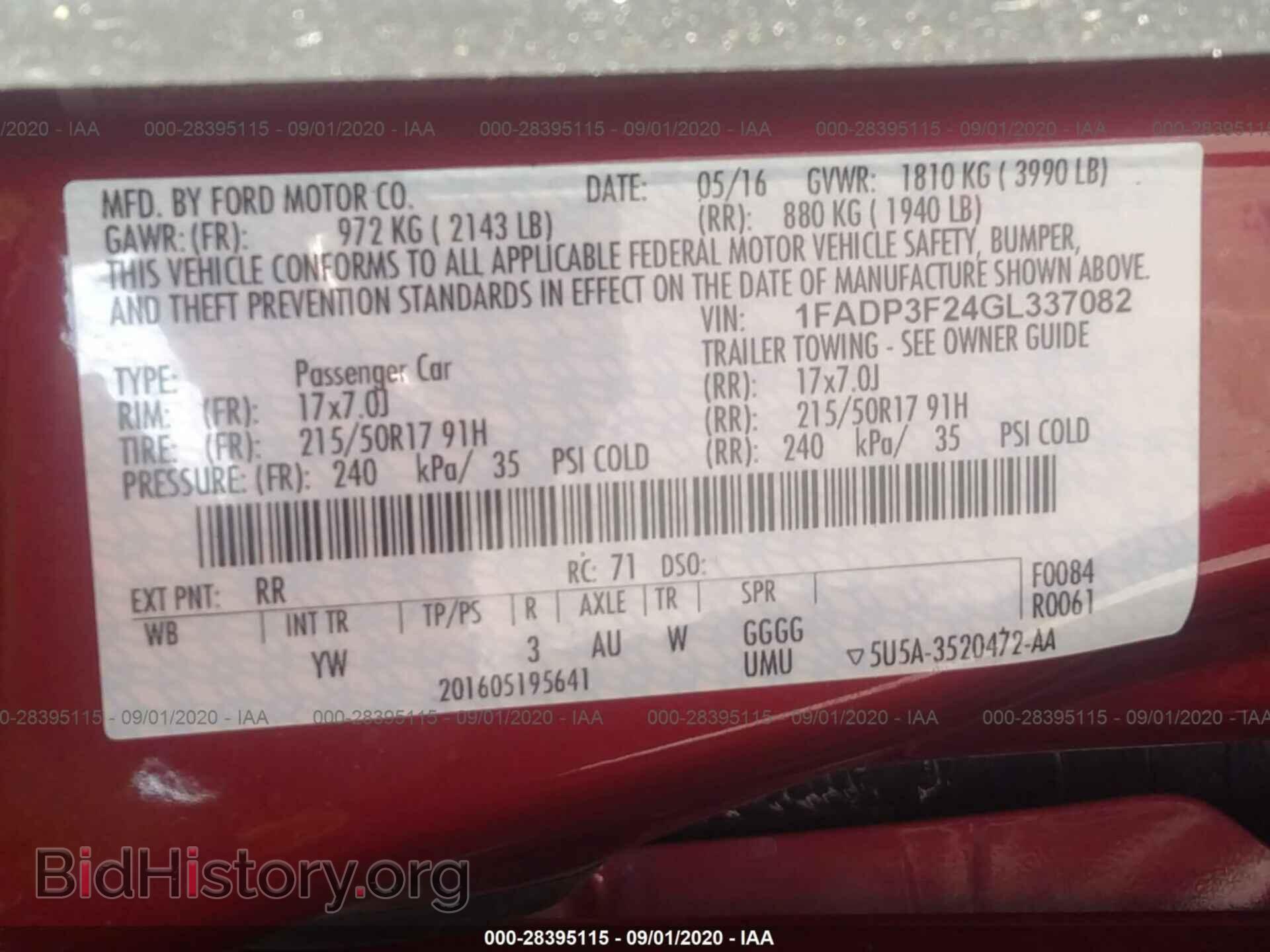 2016 FORD FOCUS - VIN: 1FADP3F24GL337082 - Фото 9