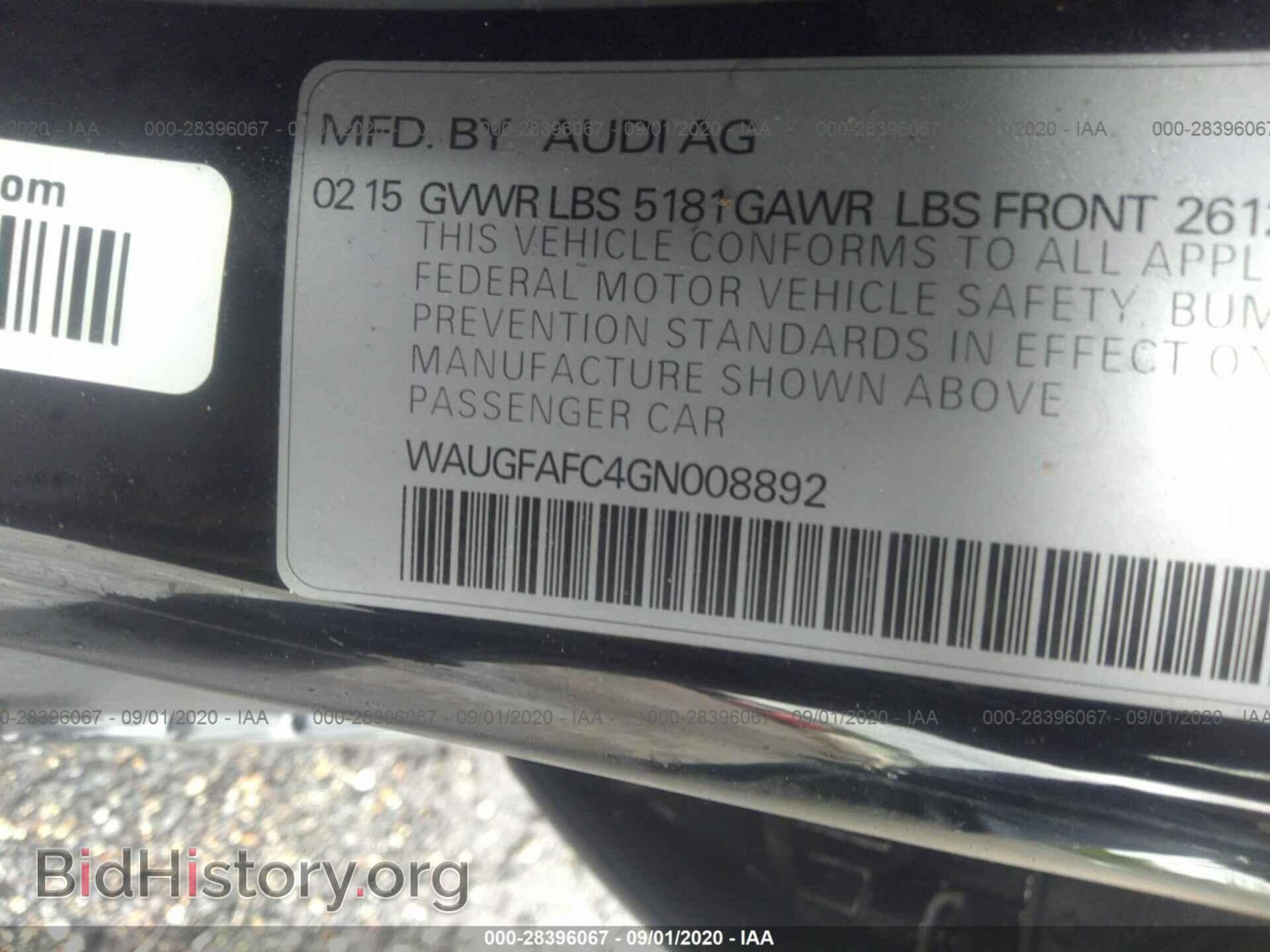2016 AUDI A6 - VIN: WAUGFAFC4GN008892 - Photo 9