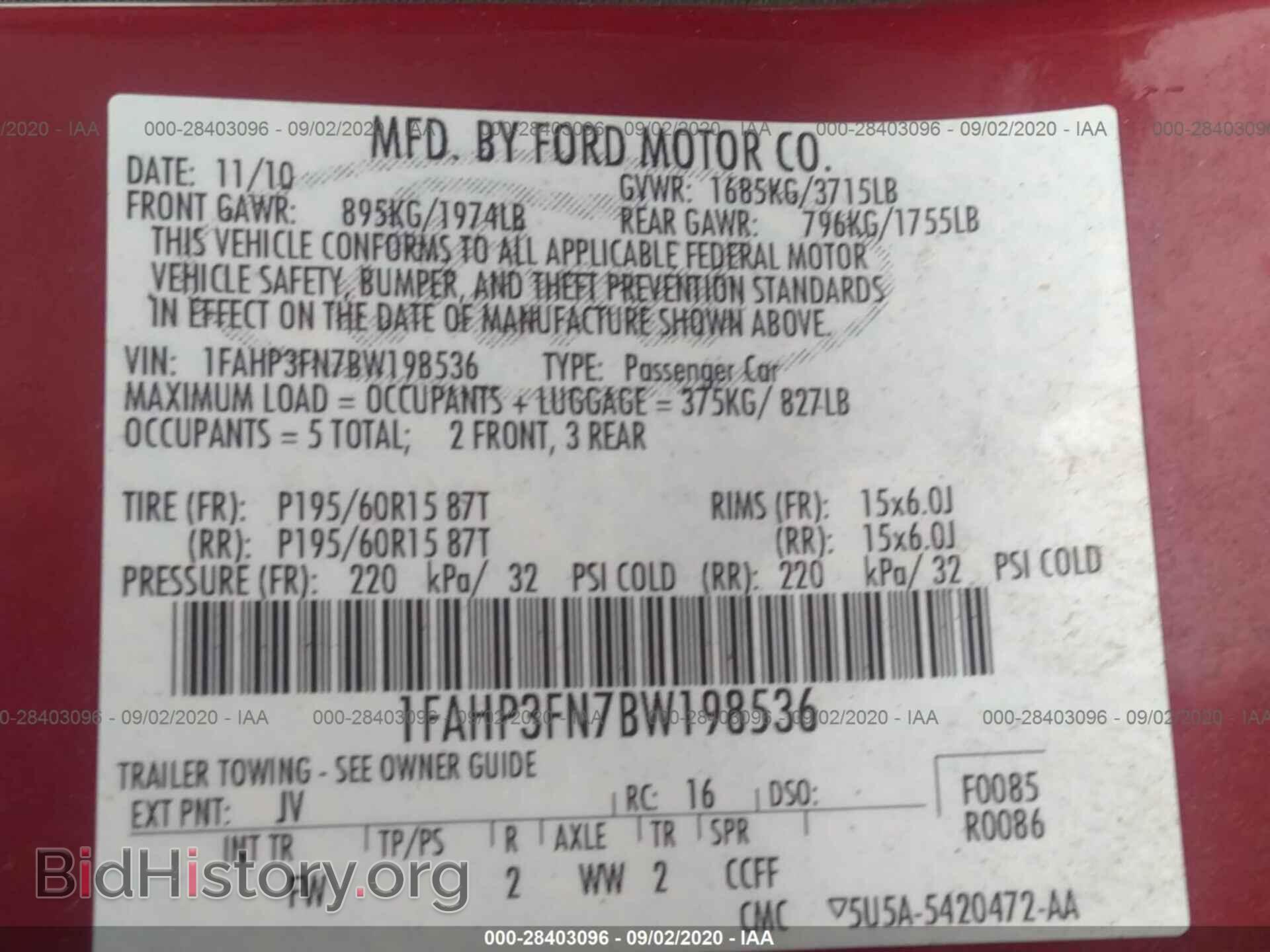 2011 FORD FOCUS - VIN: 1FAHP3FN7BW198536 - Фото 9