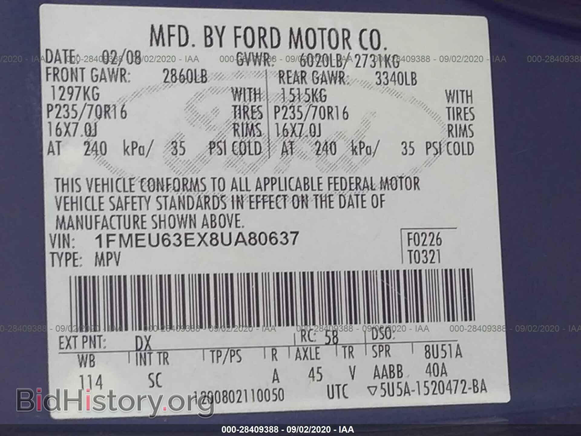 2008 FORD EXPLORER - VIN: 1FMEU63EX8UA80637 - Photo 9