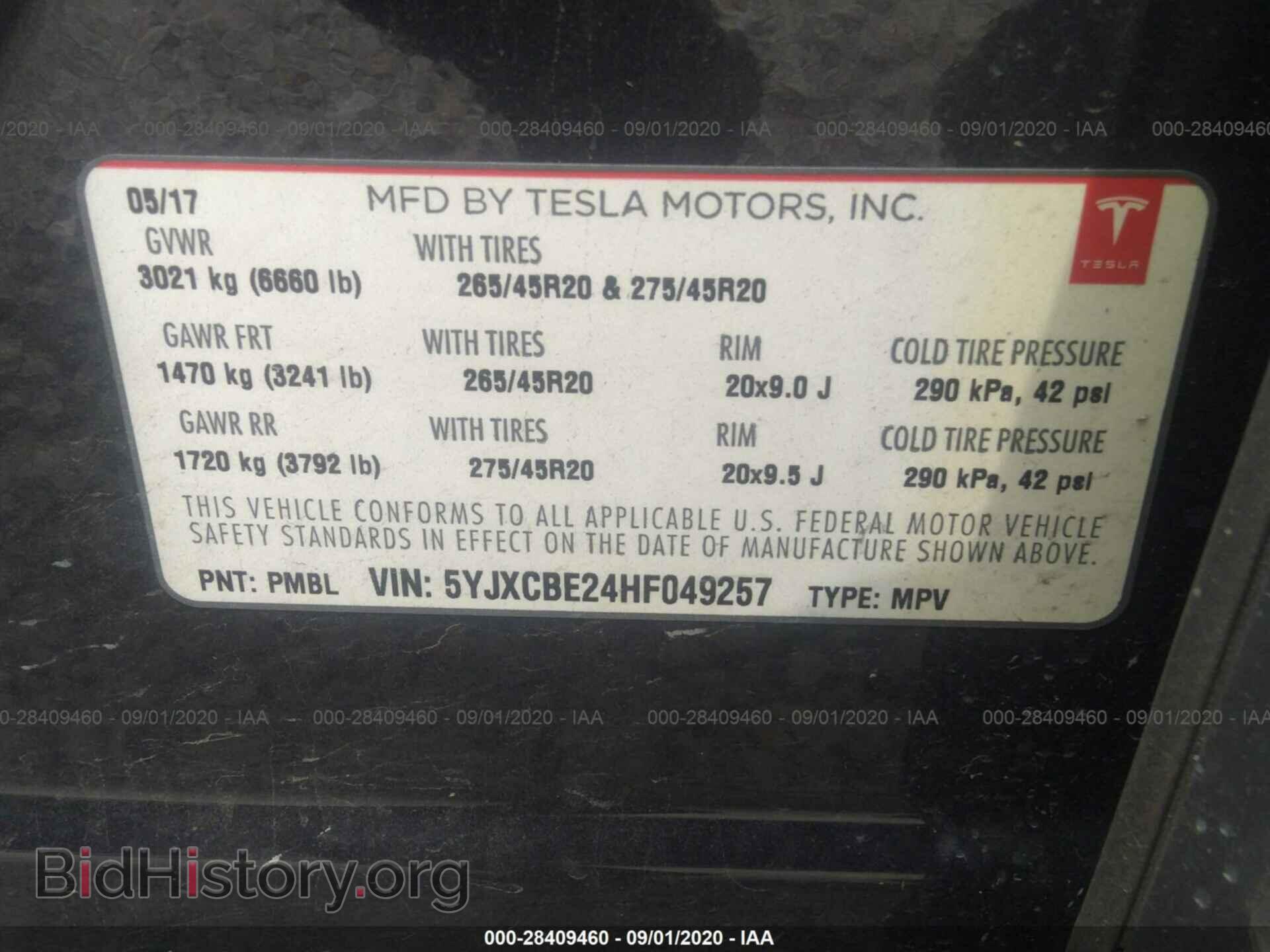 2017 TESLA MODEL X - VIN: 5YJXCBE24HF049257 - Фото 9