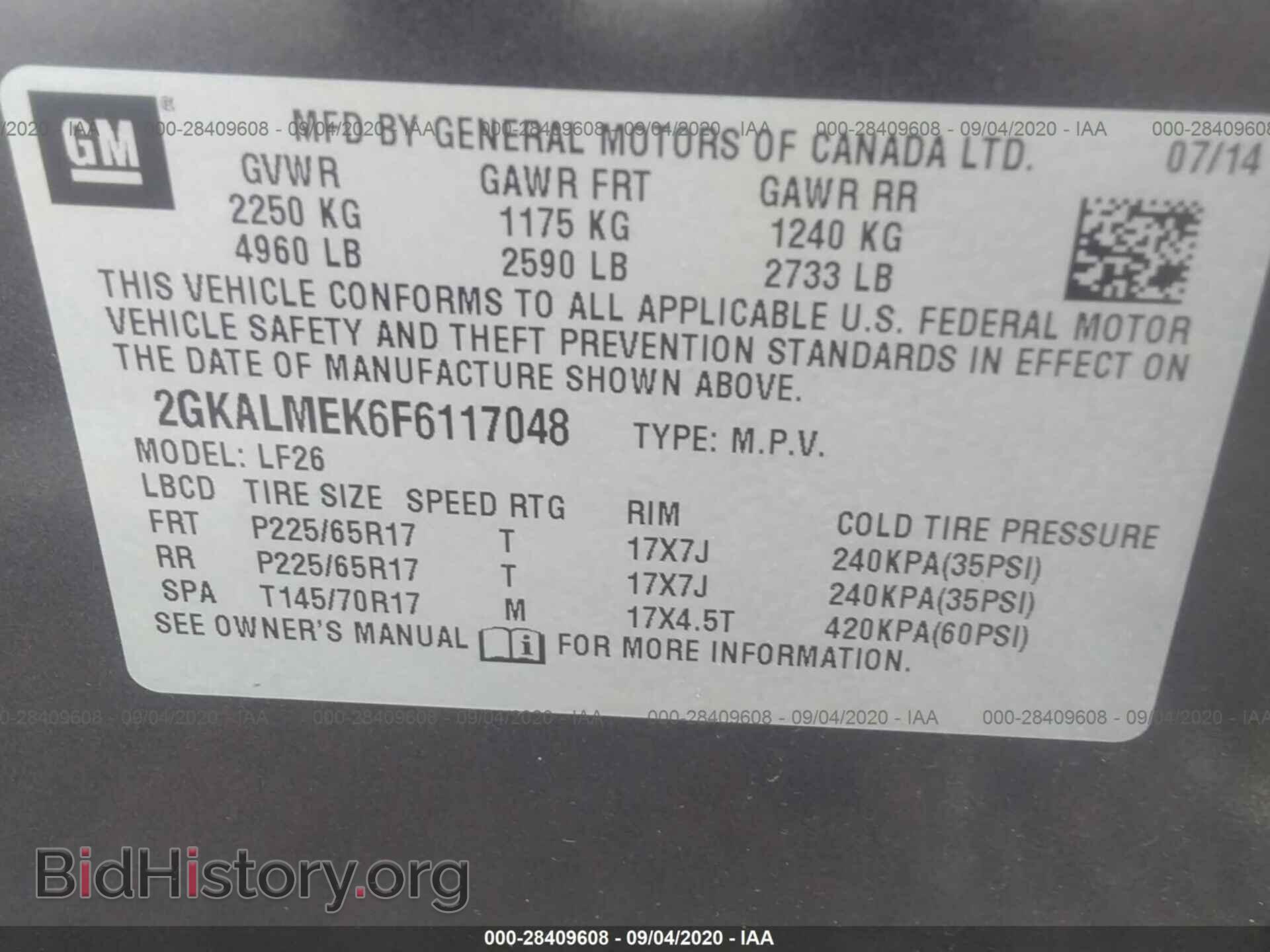2015 GMC TERRAIN - VIN: 2GKALMEK6F6117048 - Photo 9