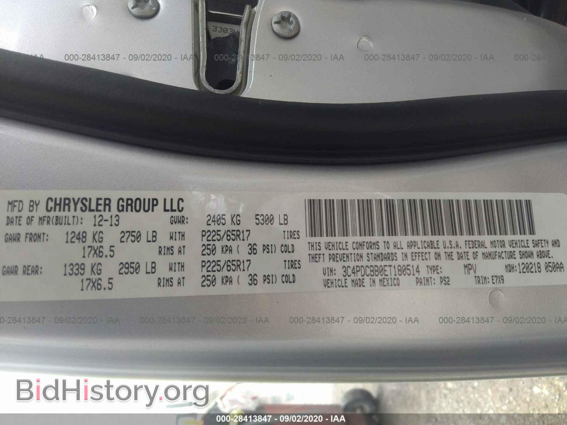 2014 DODGE JOURNEY - VIN: 3C4PDCBB0ET180514 - Фото 9