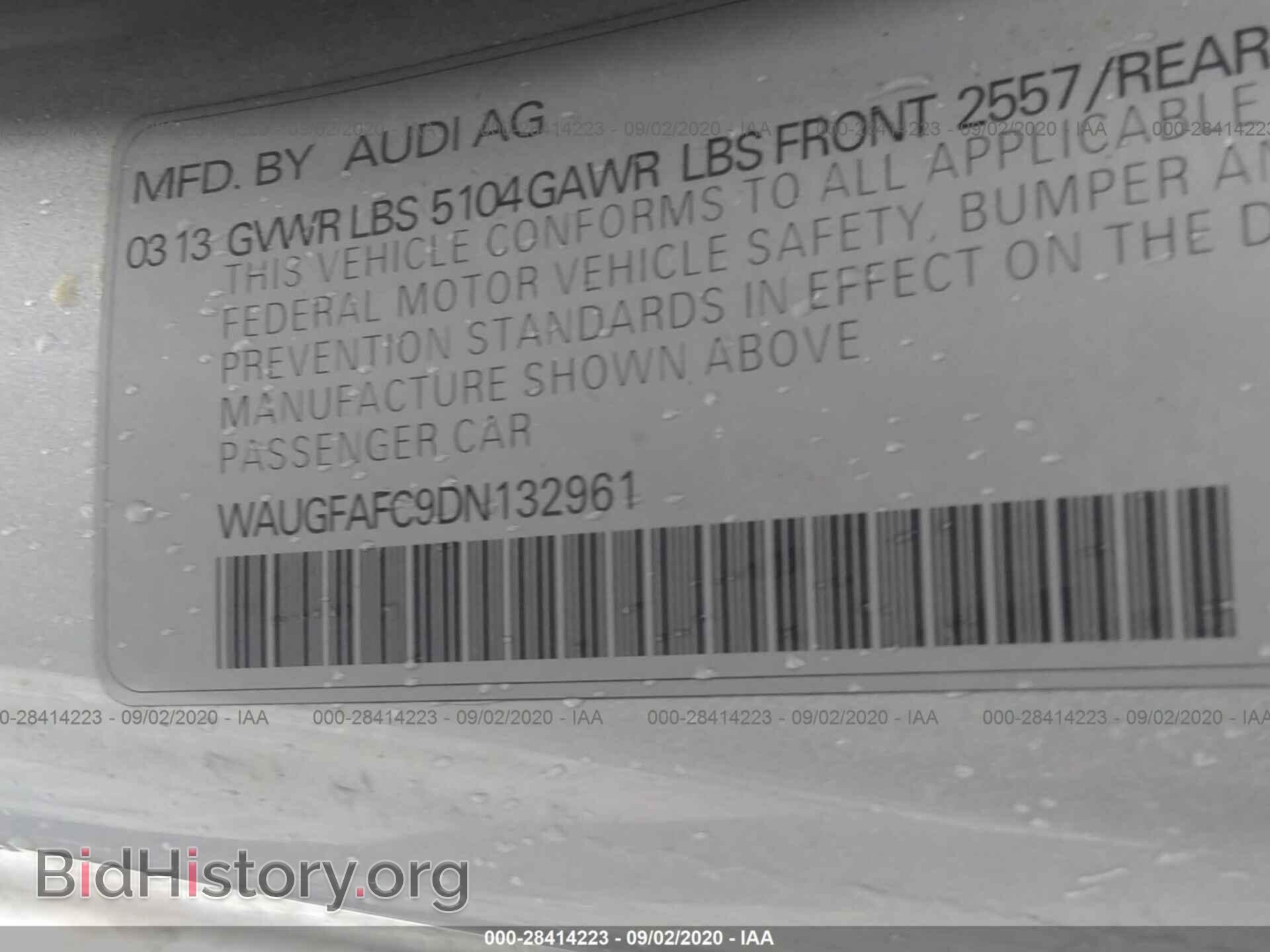2013 AUDI A6 - VIN: WAUGFAFC9DN132961 - Фото 9