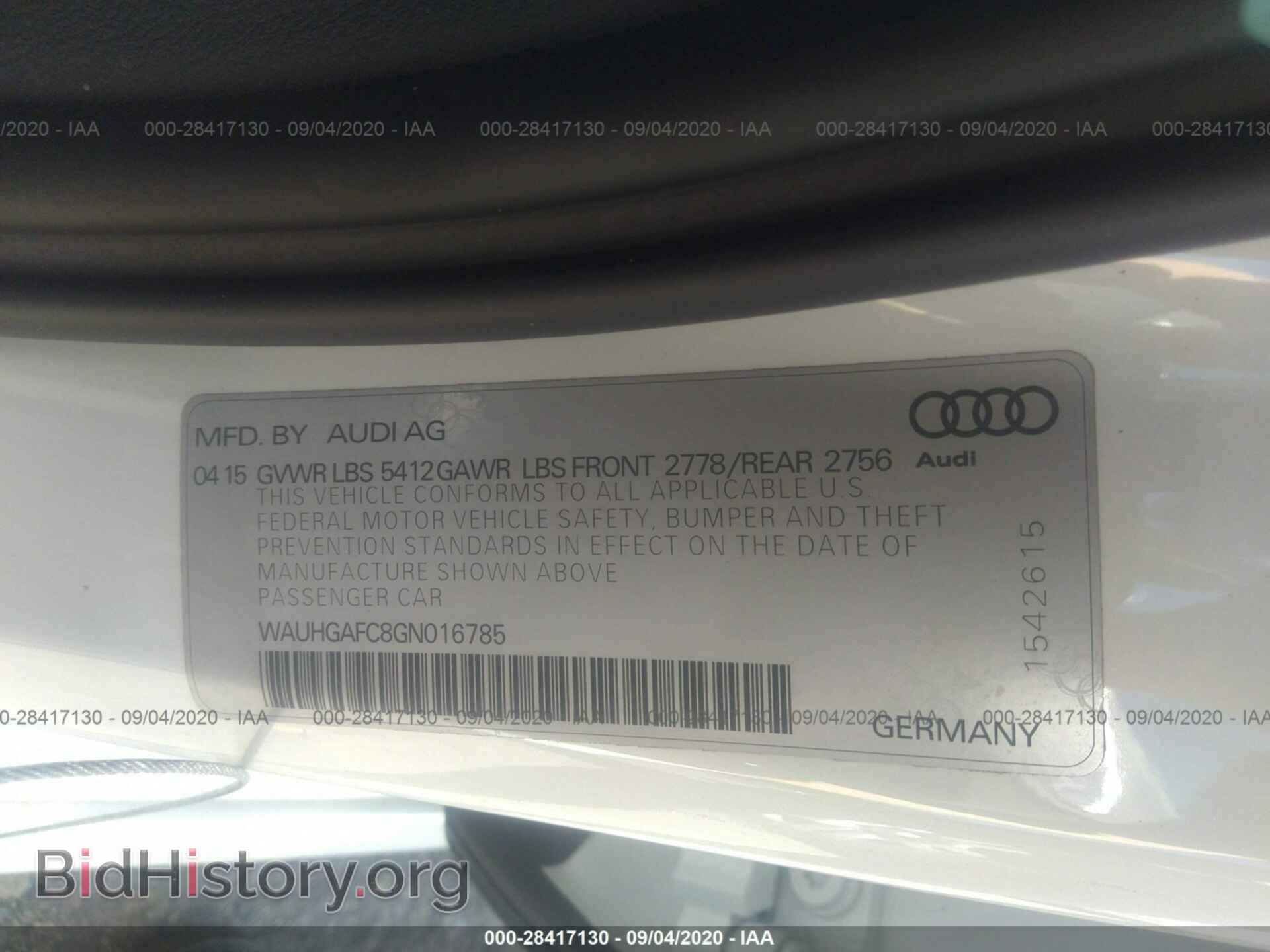 2016 AUDI A6 - VIN: WAUHGAFC8GN016785 - Фото 9