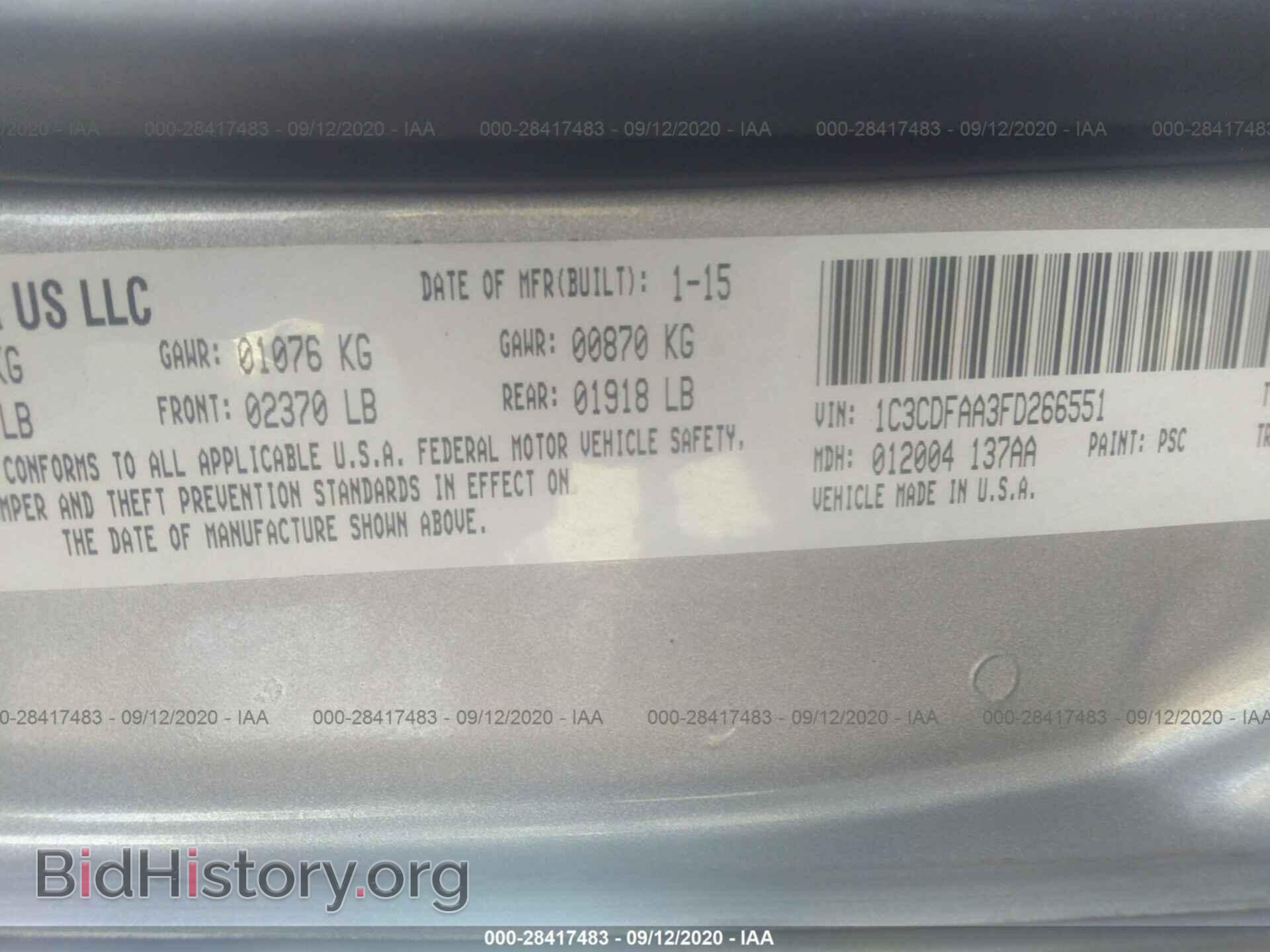 2015 DODGE DART - VIN: 1C3CDFAA3FD266551 - Photo 9
