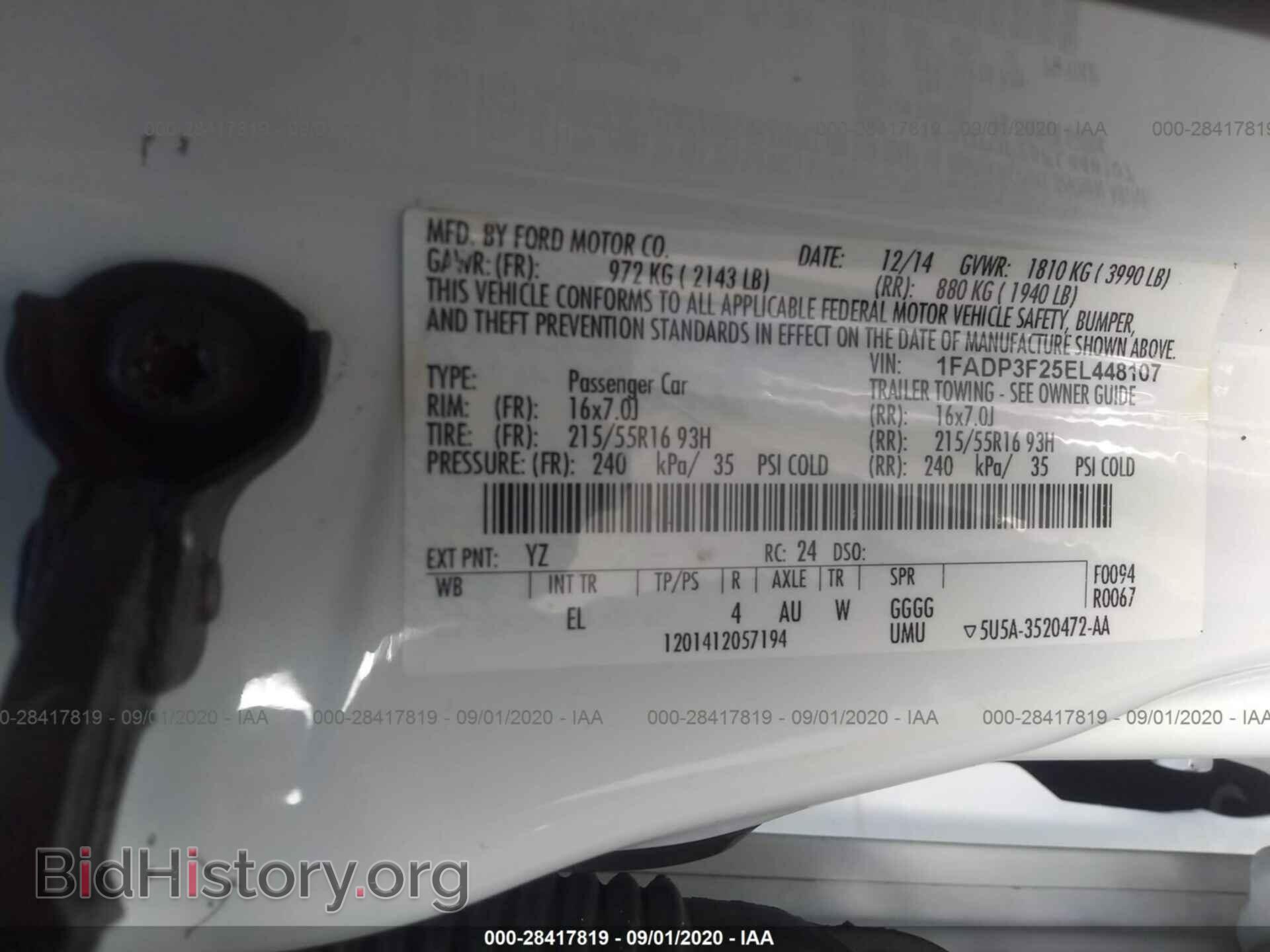 2014 FORD FOCUS - VIN: 1FADP3F25EL448107 - Фото 9