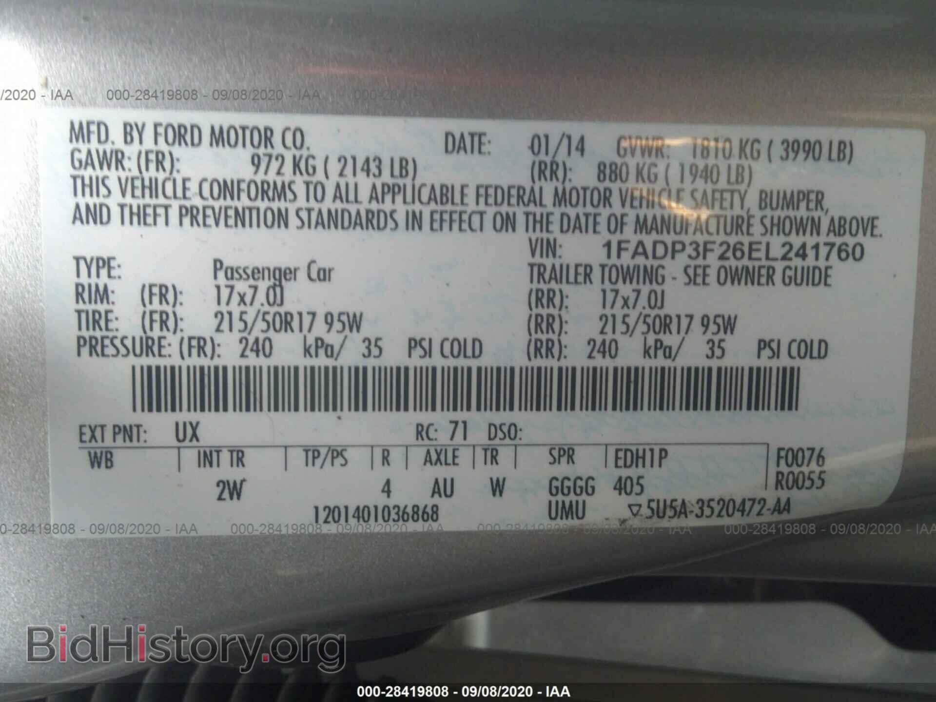 2014 FORD FOCUS - VIN: 1FADP3F26EL241760 - Фото 9