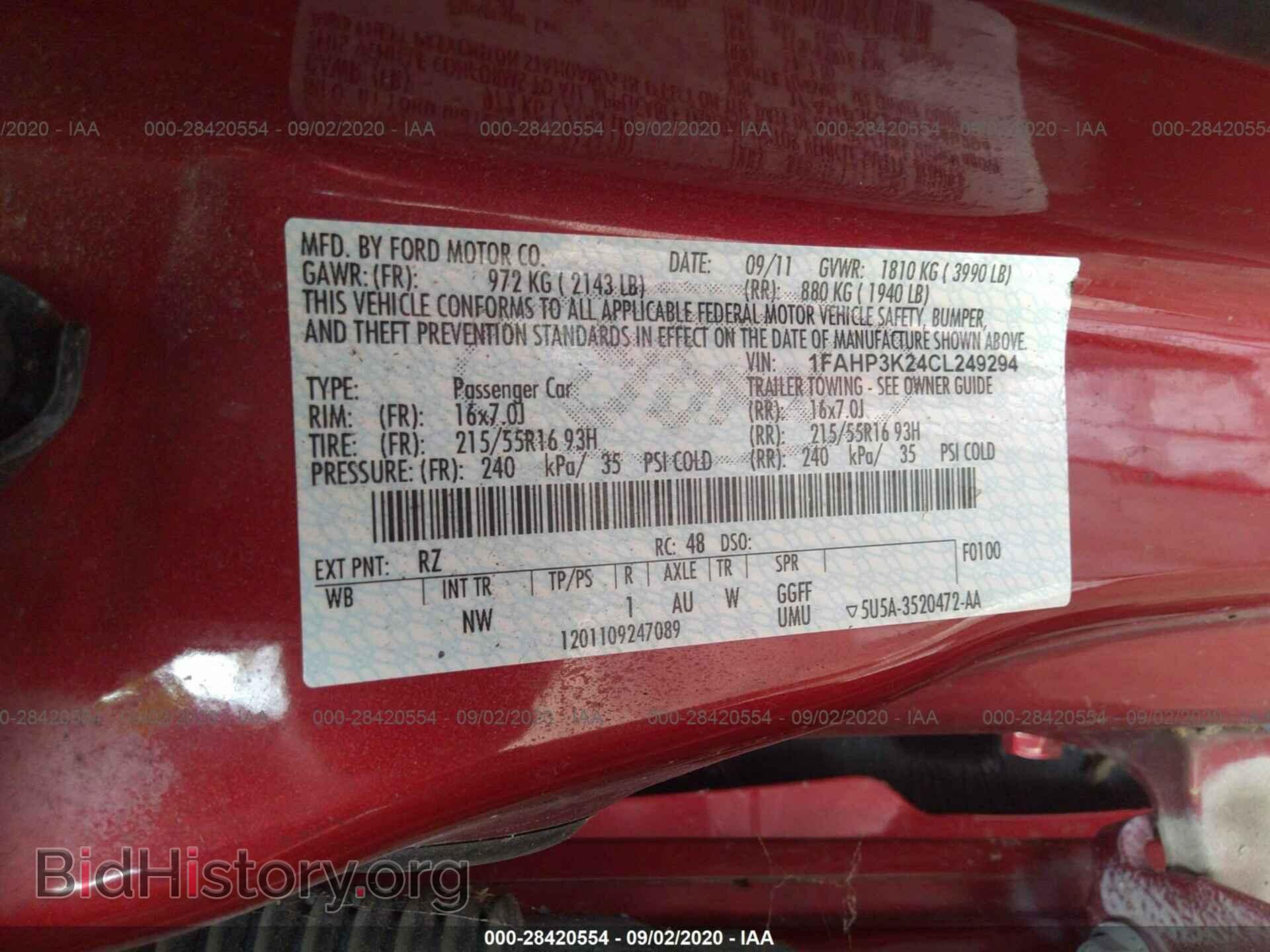 2012 FORD FOCUS - VIN: 1FAHP3K24CL249294 - Фото 9