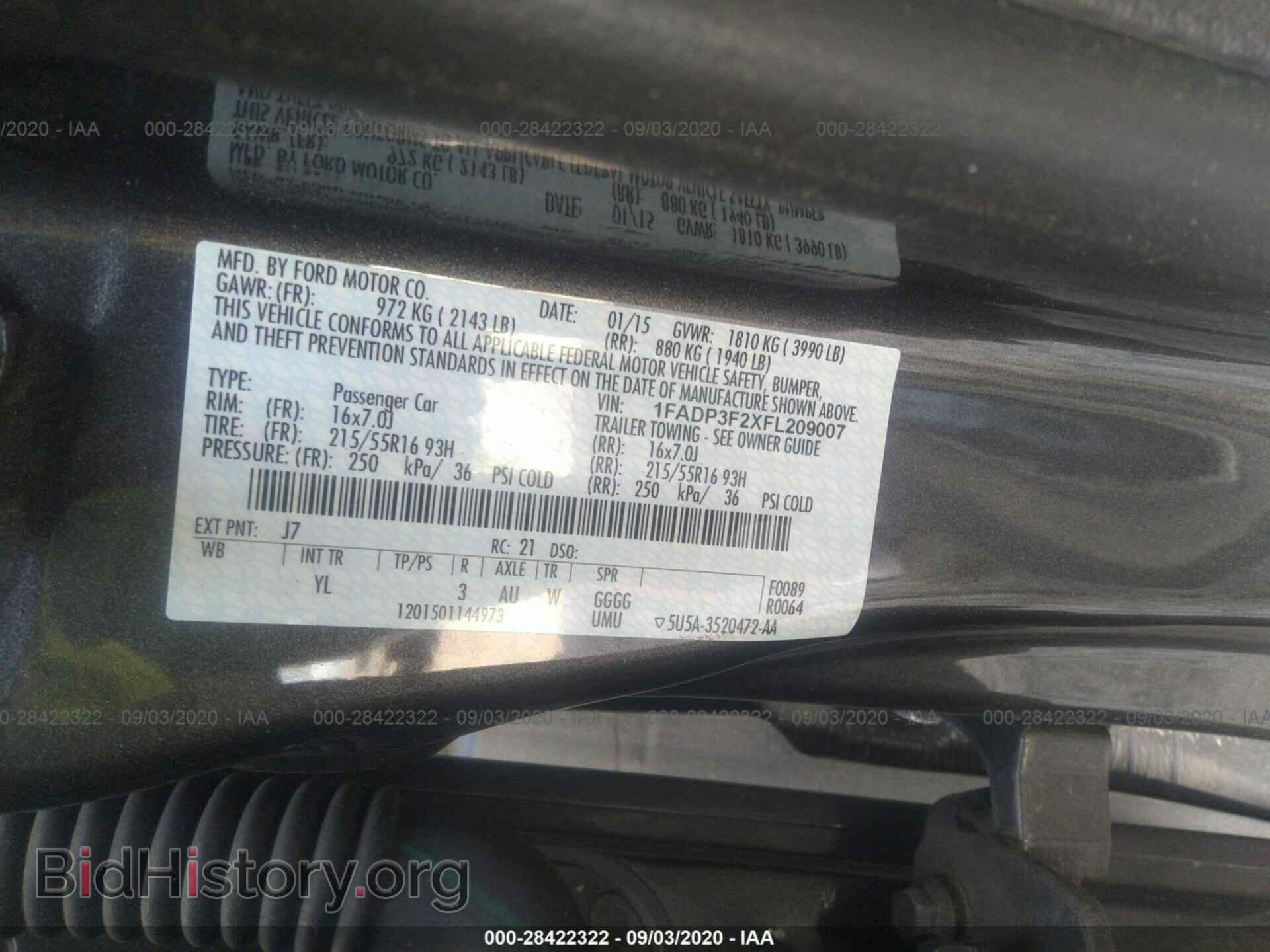 2015 FORD FOCUS - VIN: 1FADP3F2XFL209007 - Фото 9
