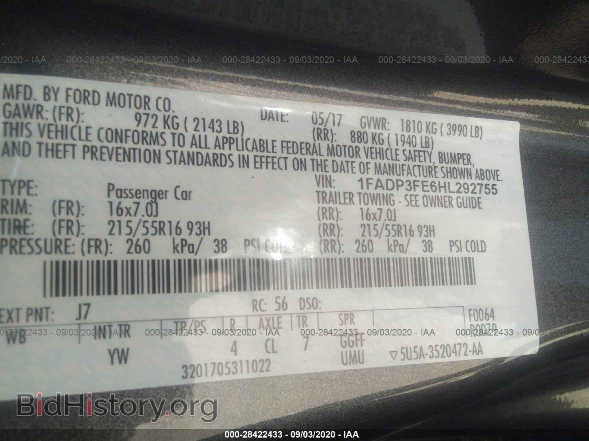 2017 FORD FOCUS - VIN: 1FADP3FE6HL292755 - Фото 9