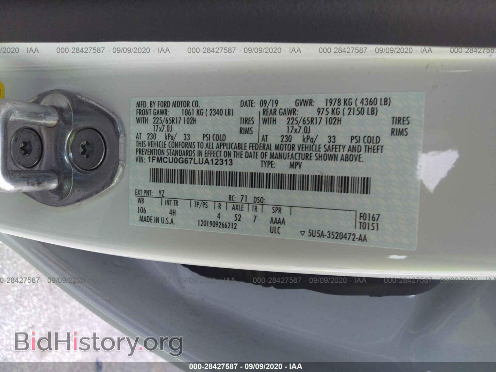 2020 FORD ESCAPE - VIN: 1FMCU0G67LUA12313 - Photo 9