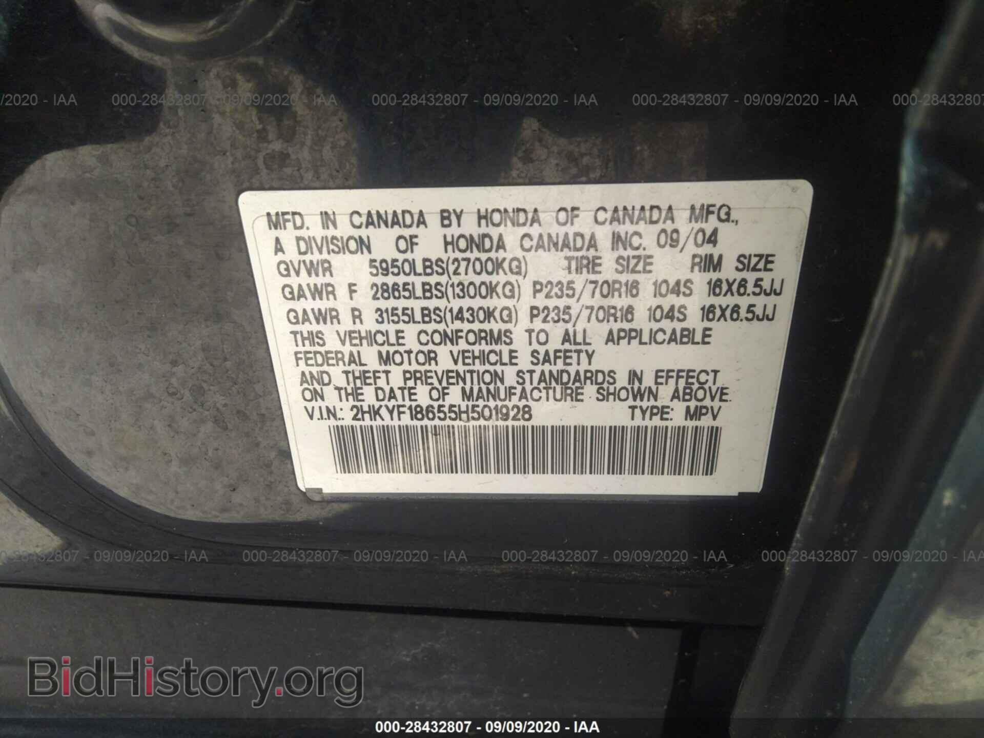 2005 HONDA PILOT - VIN: 2HKYF18655H501928 - Фото 9