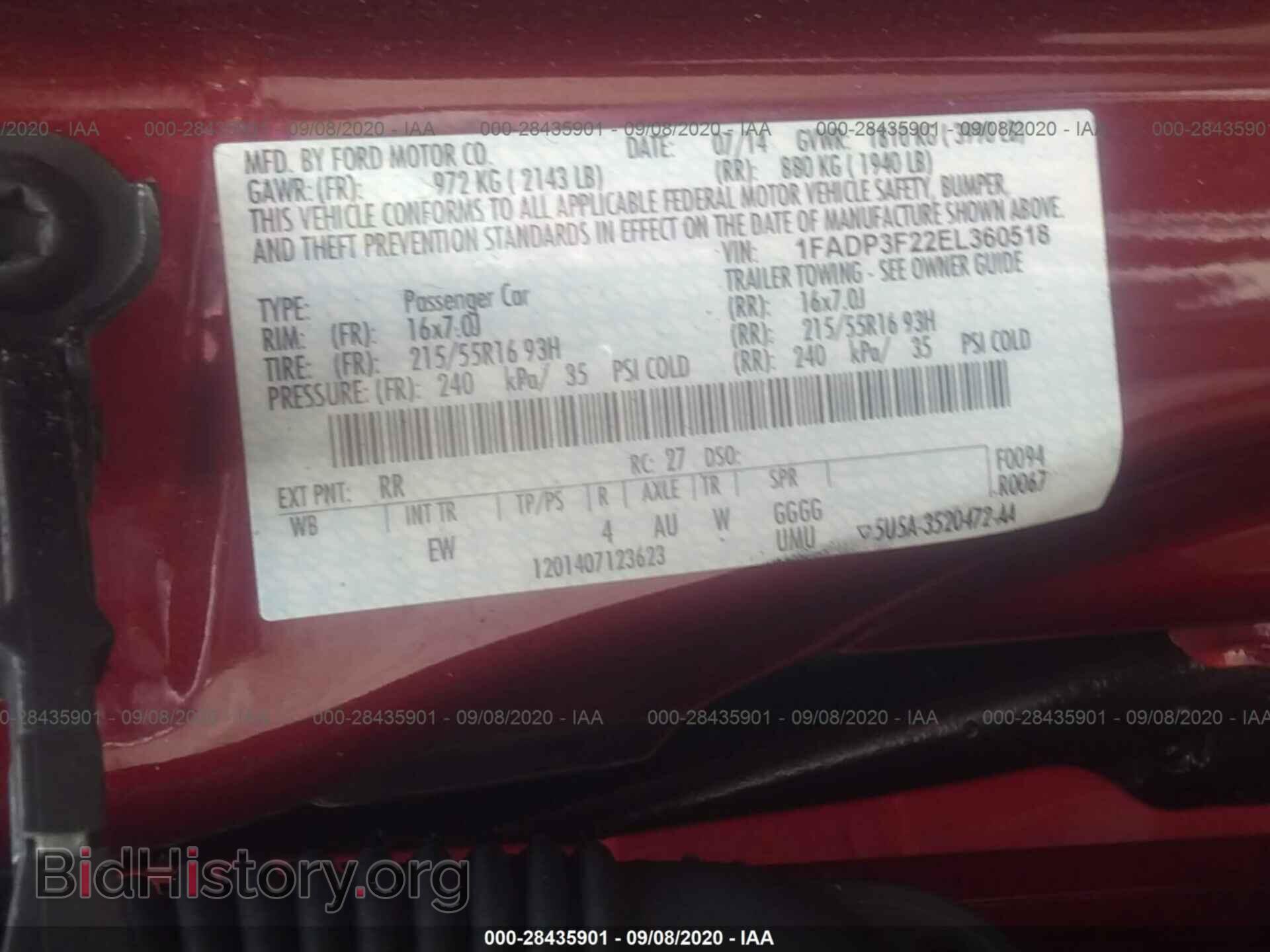 2014 FORD FOCUS - VIN: 1FADP3F22EL360518 - Фото 9
