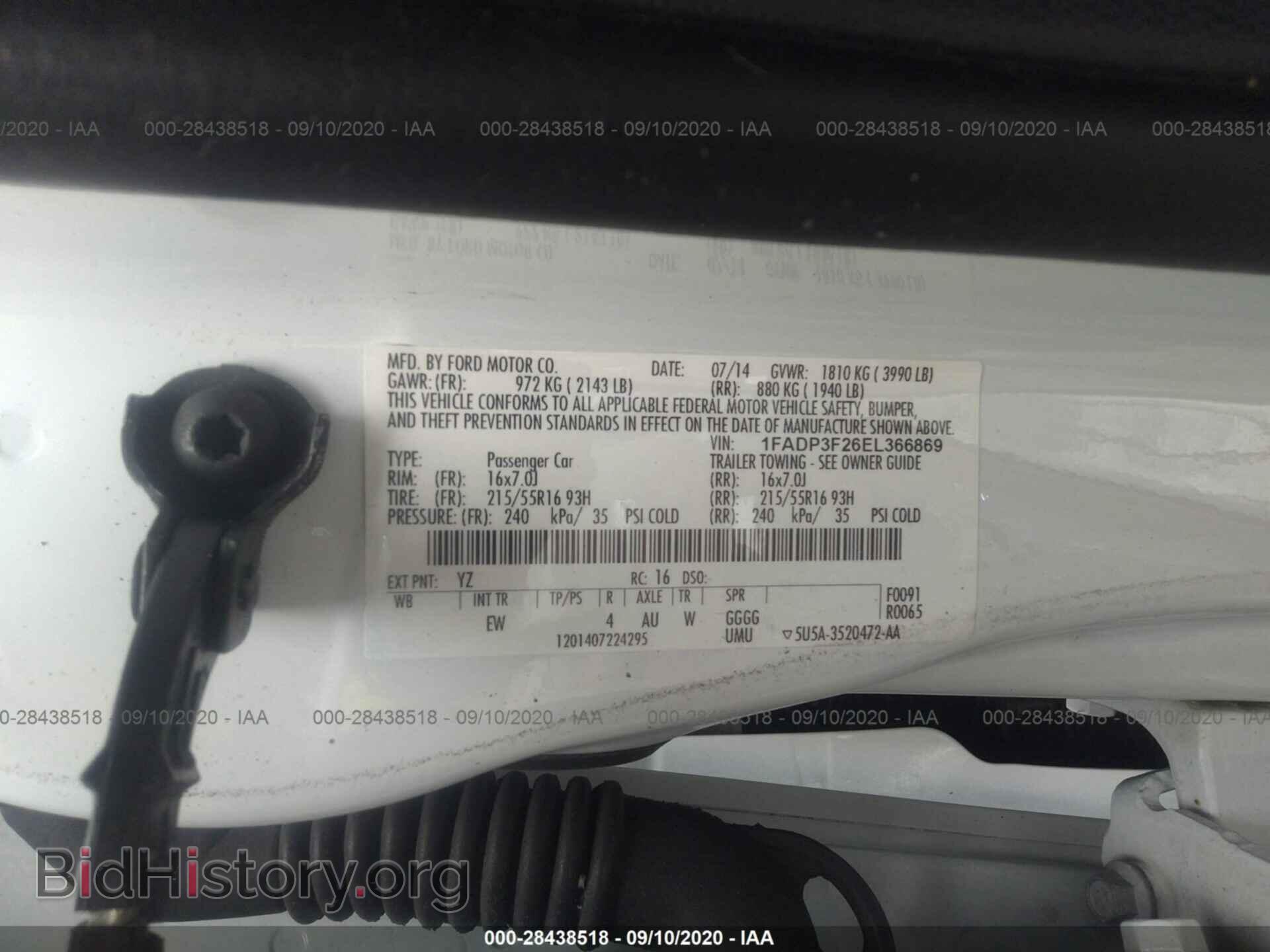2014 FORD FOCUS - VIN: 1FADP3F26EL366869 - Фото 9