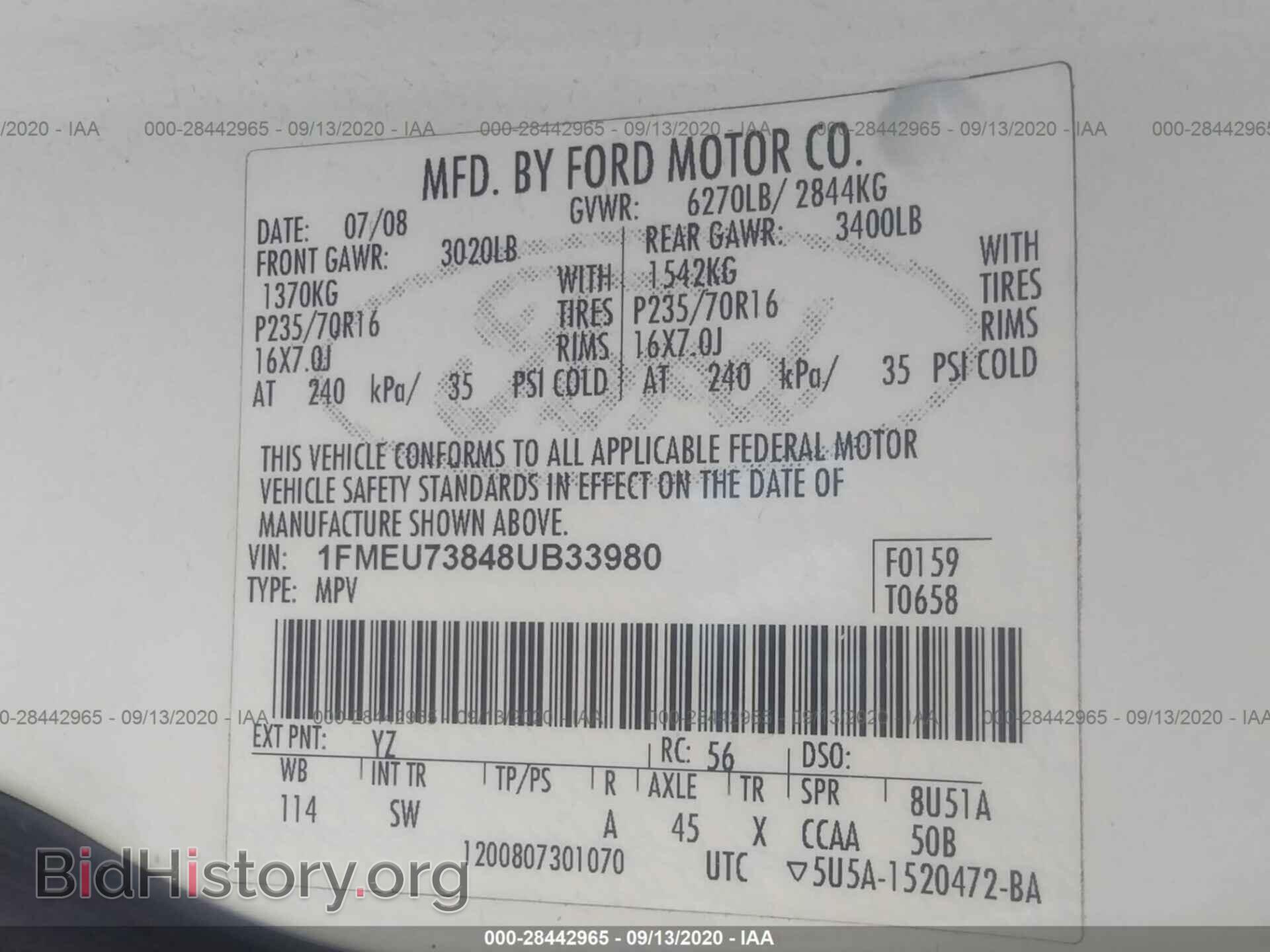 2008 FORD EXPLORER - VIN: 1FMEU73848UB33980 - Фото 9