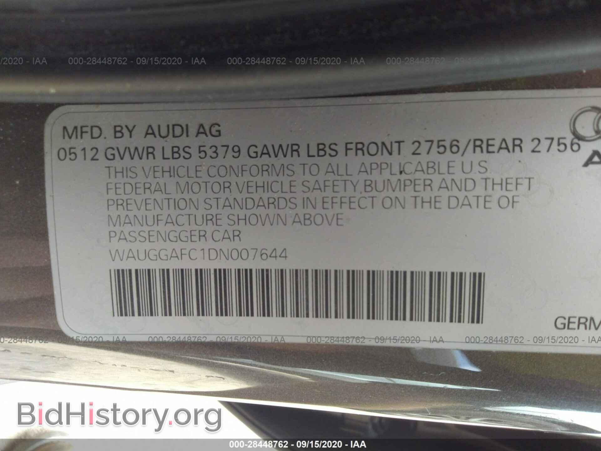 2013 AUDI A6 - VIN: WAUGGAFC1DN007644 - Фото 9
