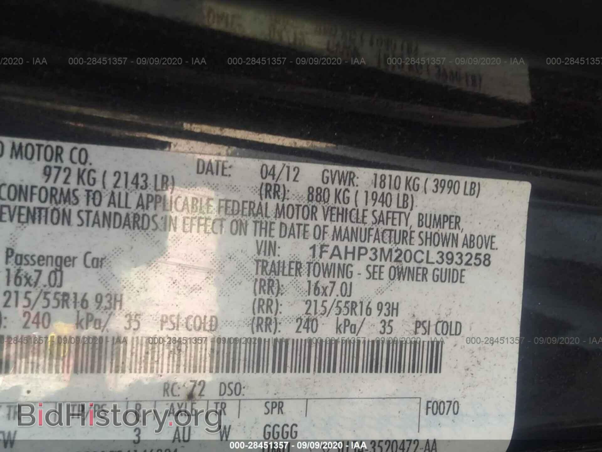 2012 FORD FOCUS - VIN: 1FAHP3M20CL393258 - Photo 9