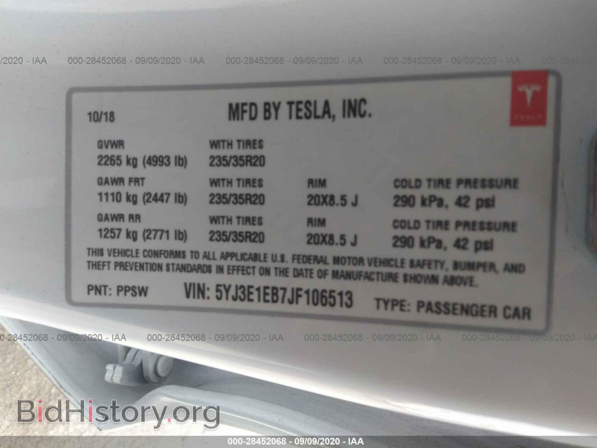 2018 TESLA MODEL 3 - VIN: 5YJ3E1EB7JF106513 - Фото 9