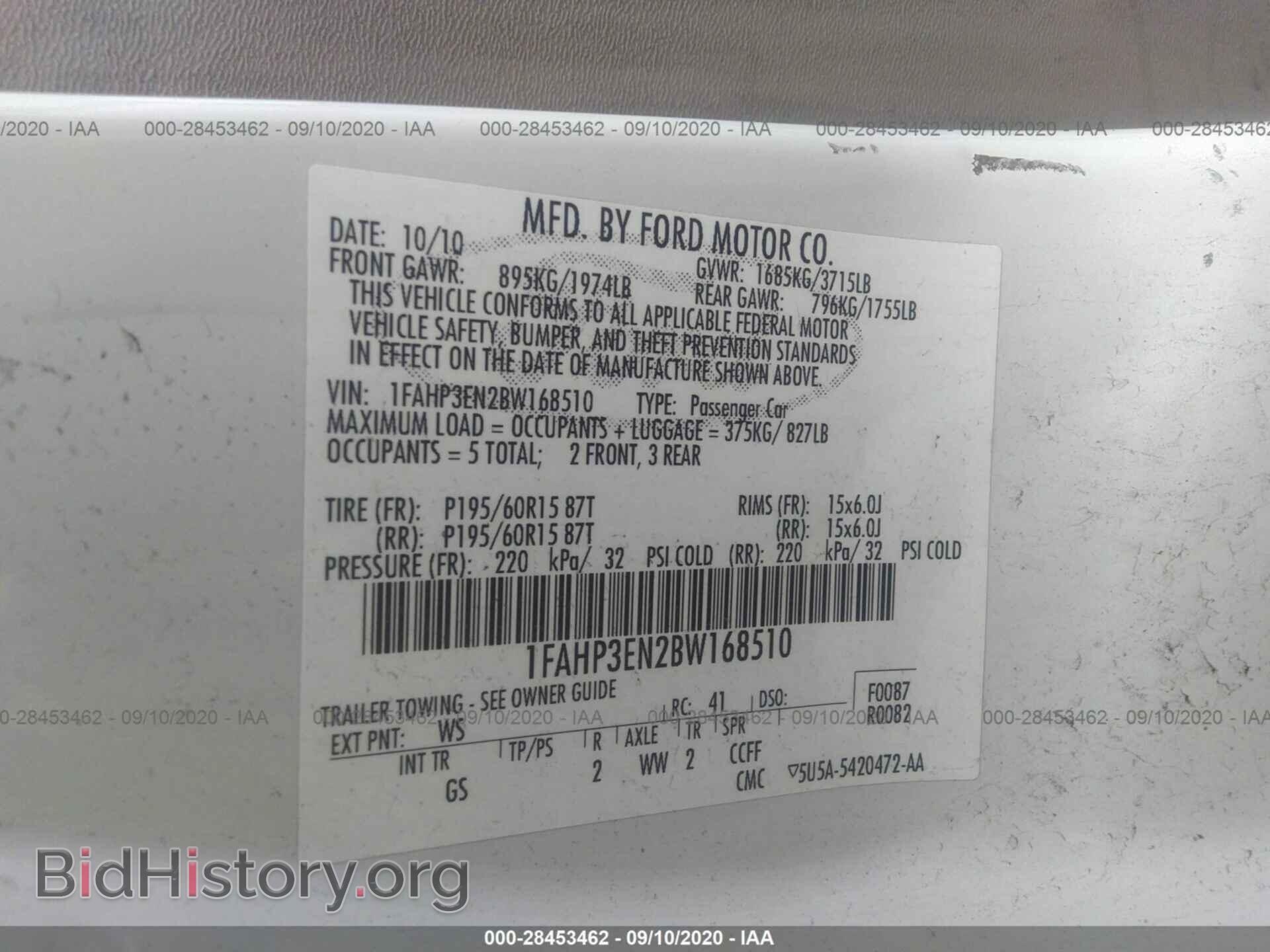 2011 FORD FOCUS - VIN: 1FAHP3EN2BW168510 - Фото 9