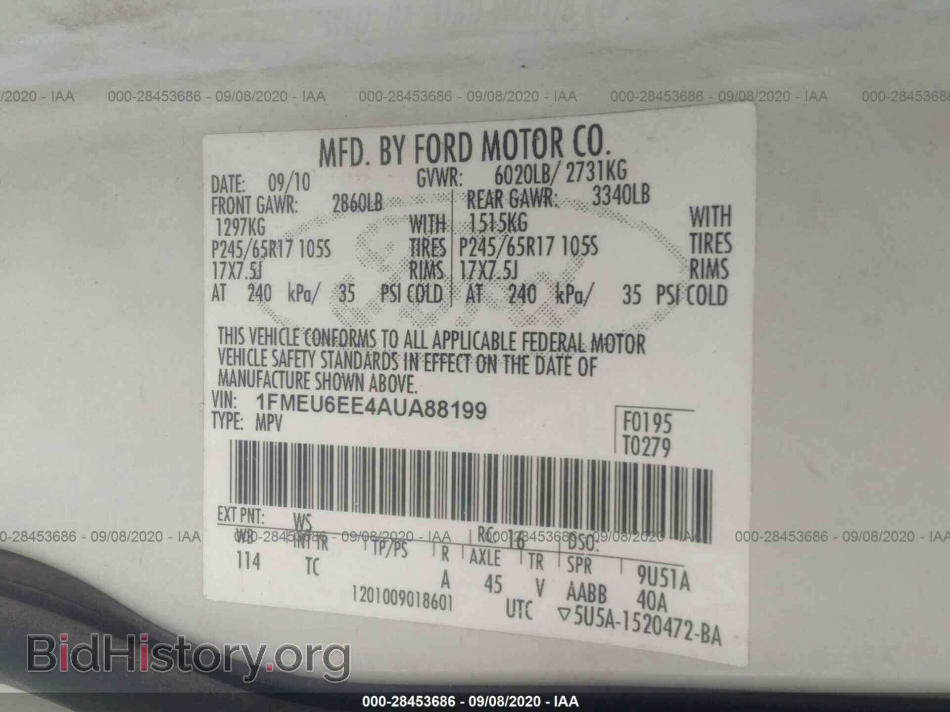 2010 FORD EXPLORER - VIN: 1FMEU6EE4AUA88199 - Фото 9