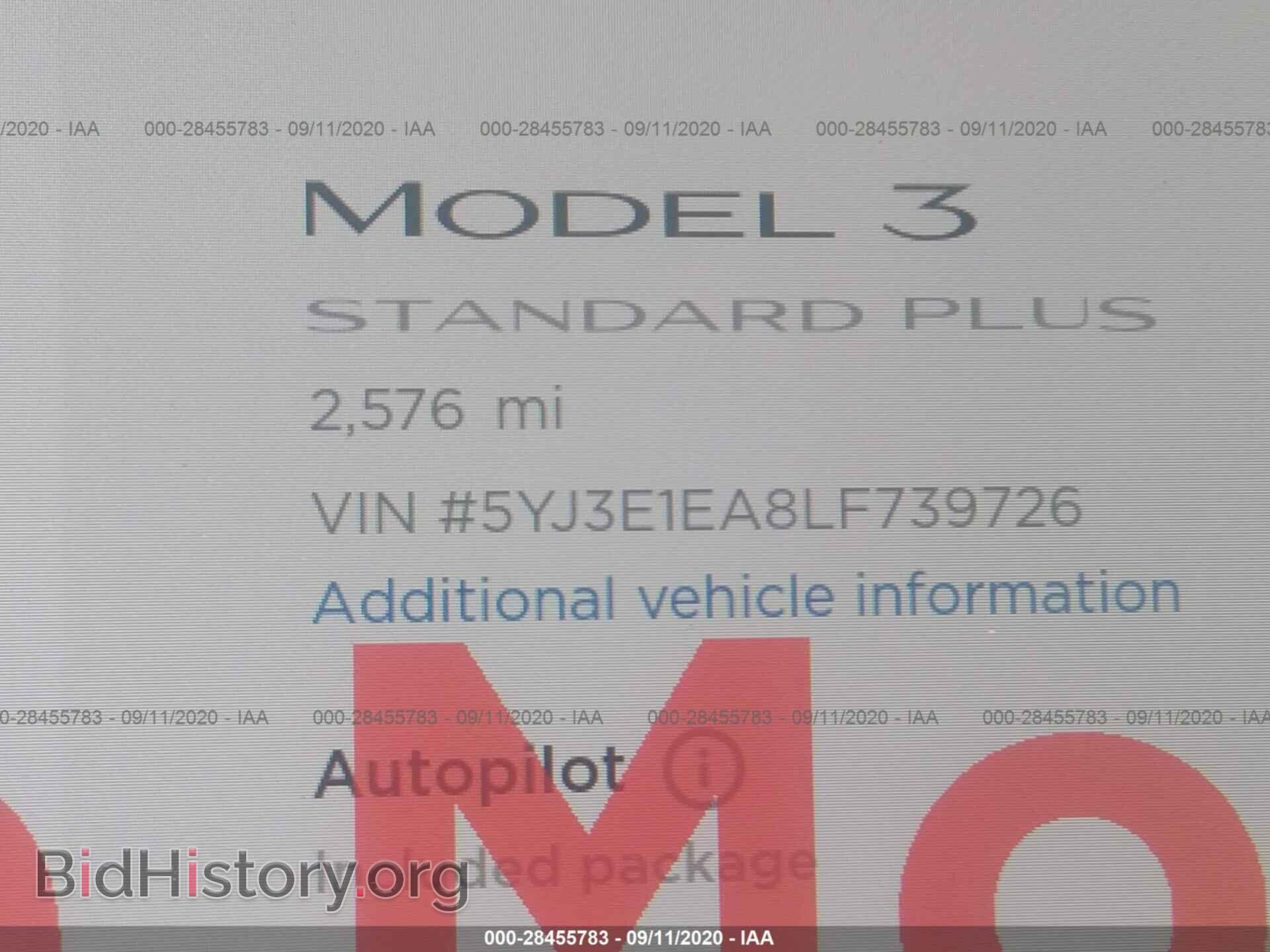 2020 TESLA MODEL 3 - VIN: 5YJ3E1EA8LF739726 - Фото 7