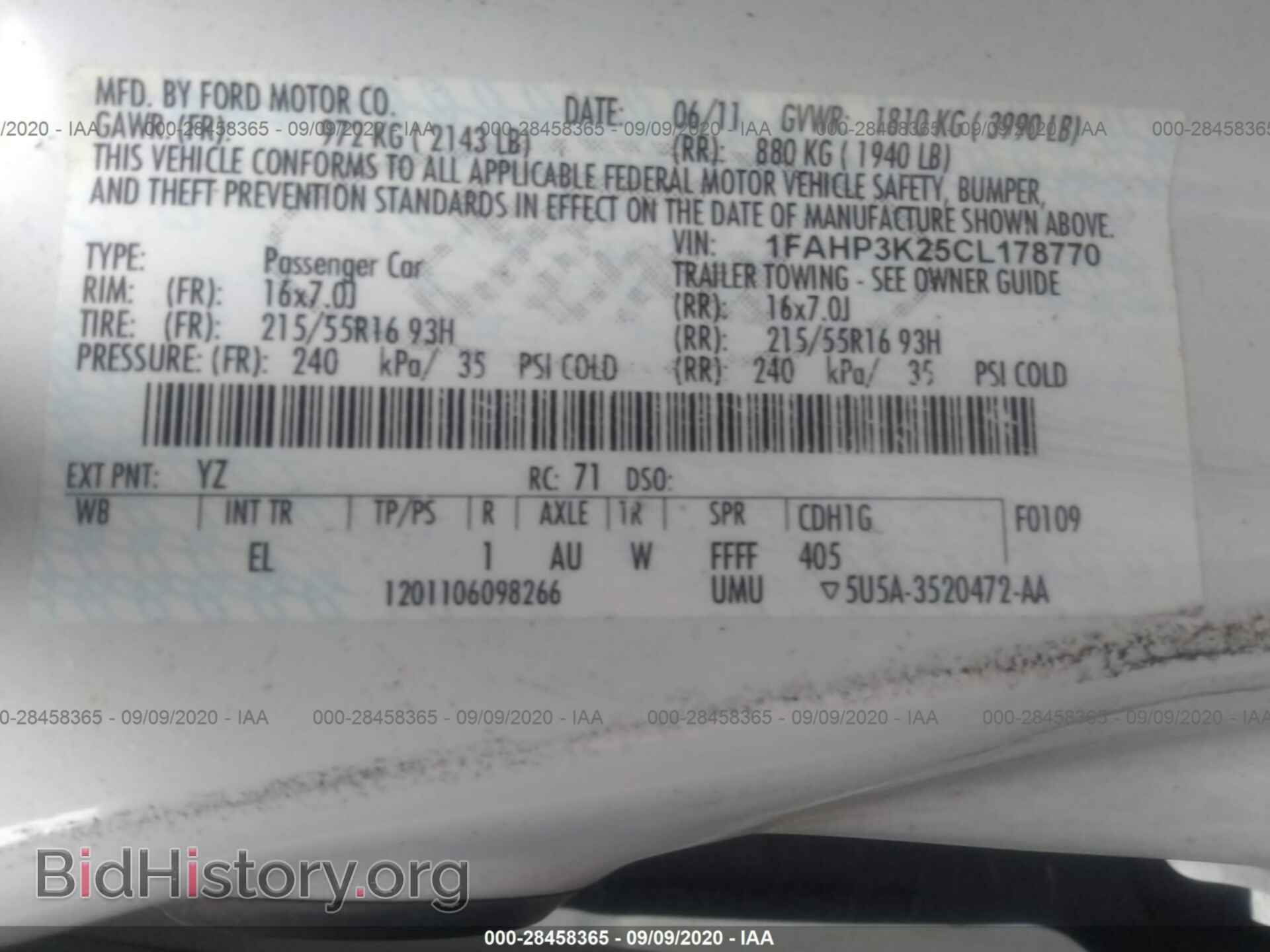 2012 FORD FOCUS - VIN: 1FAHP3K25CL178770 - Фото 9