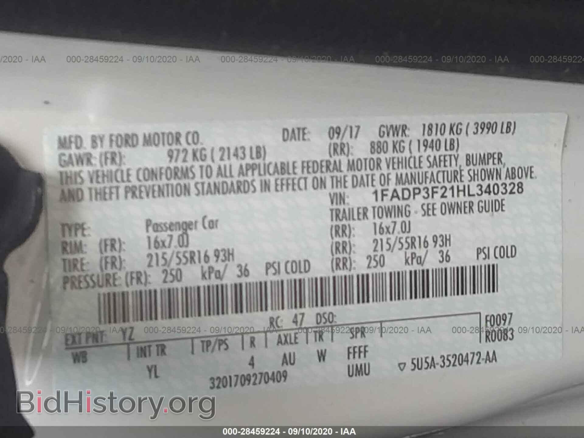 2017 FORD FOCUS - VIN: 1FADP3F21HL340328 - Фото 9