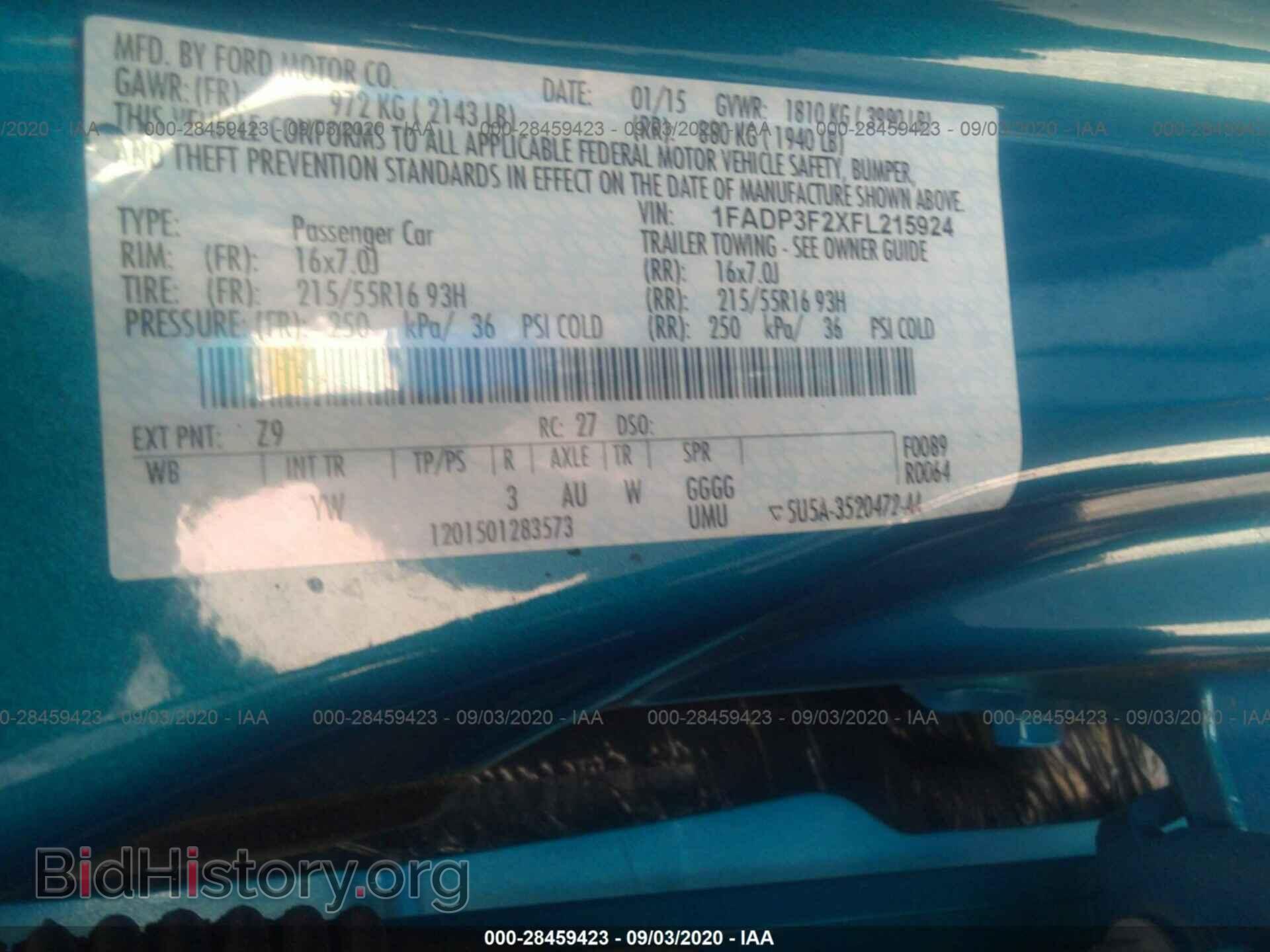 2015 FORD FOCUS - VIN: 1FADP3F2XFL215924 - Фото 9