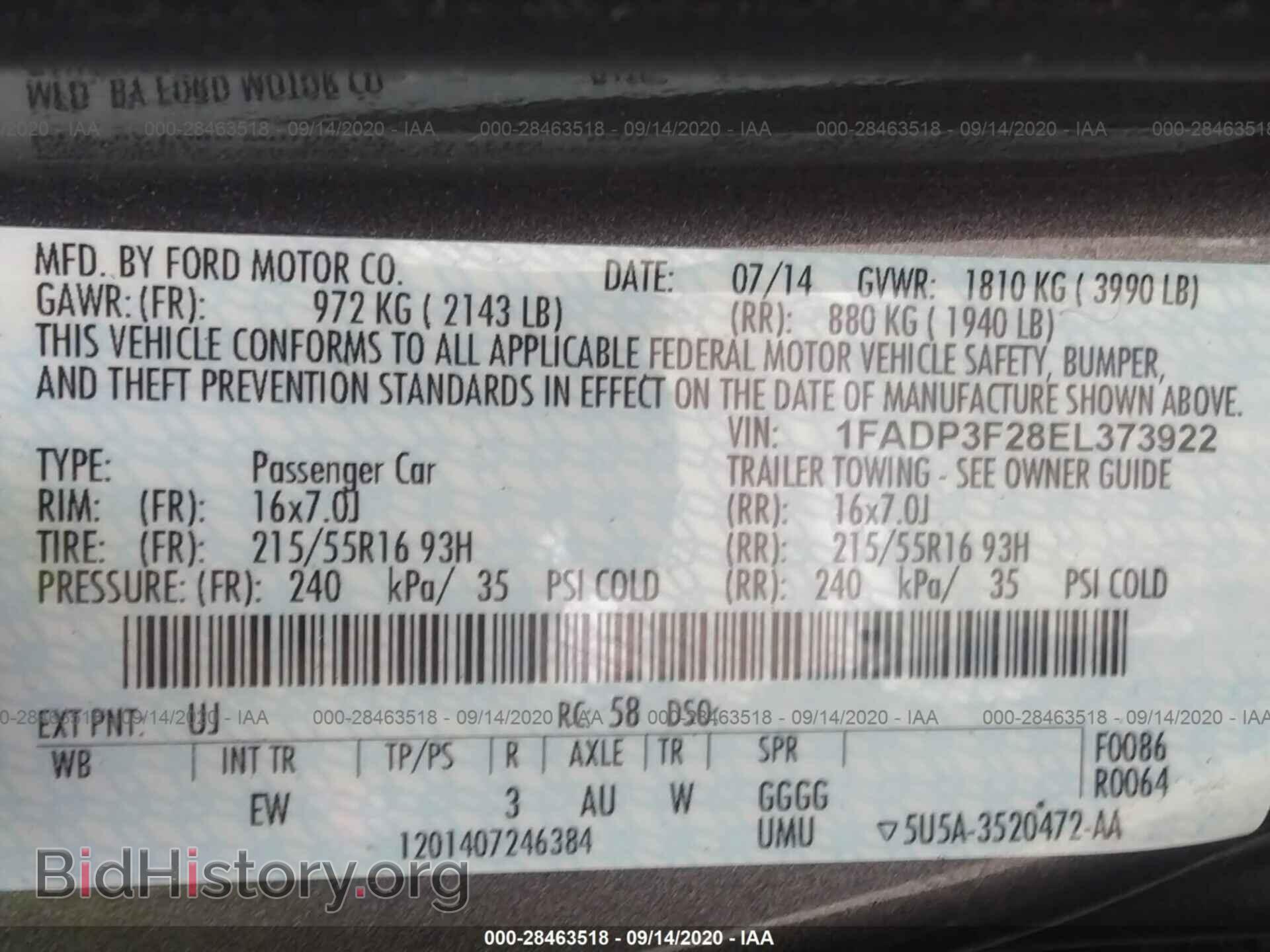 2014 FORD FOCUS - VIN: 1FADP3F28EL373922 - Photo 9