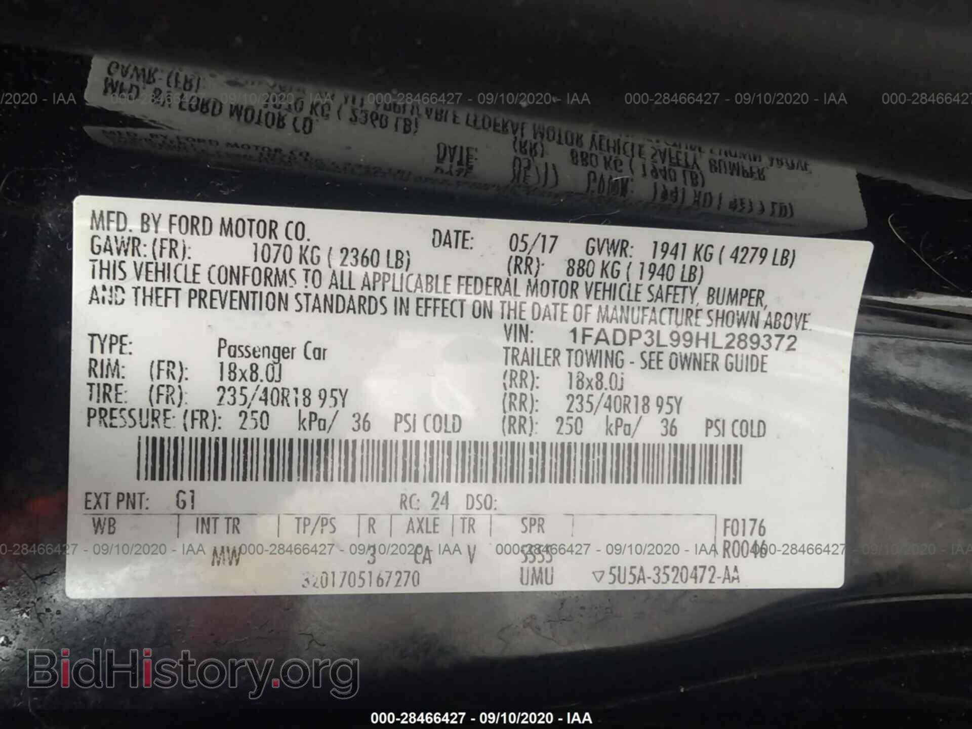 2017 FORD FOCUS - VIN: 1FADP3L99HL289372 - Фото 9