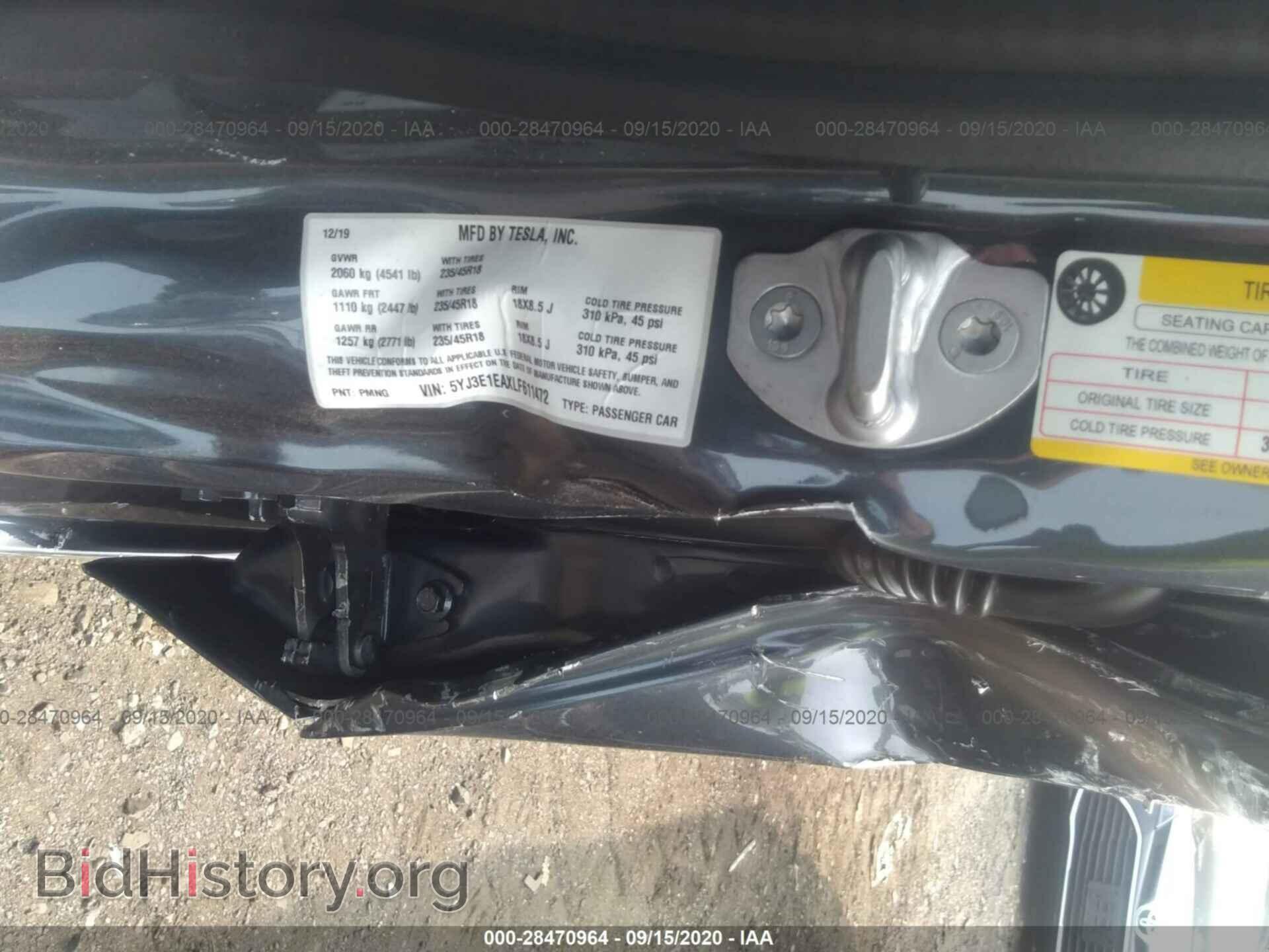 2020 TESLA MODEL 3 - VIN: 5YJ3E1EAXLF611472 - Photo 9