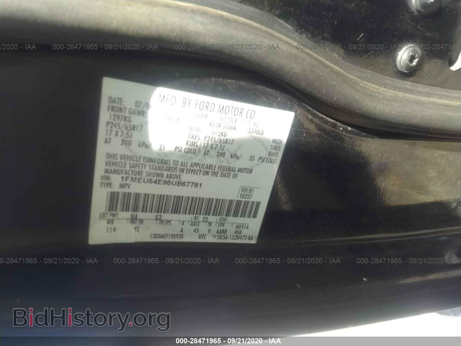 2006 FORD EXPLORER - VIN: 1FMEU64E96UB67781 - Фото 9