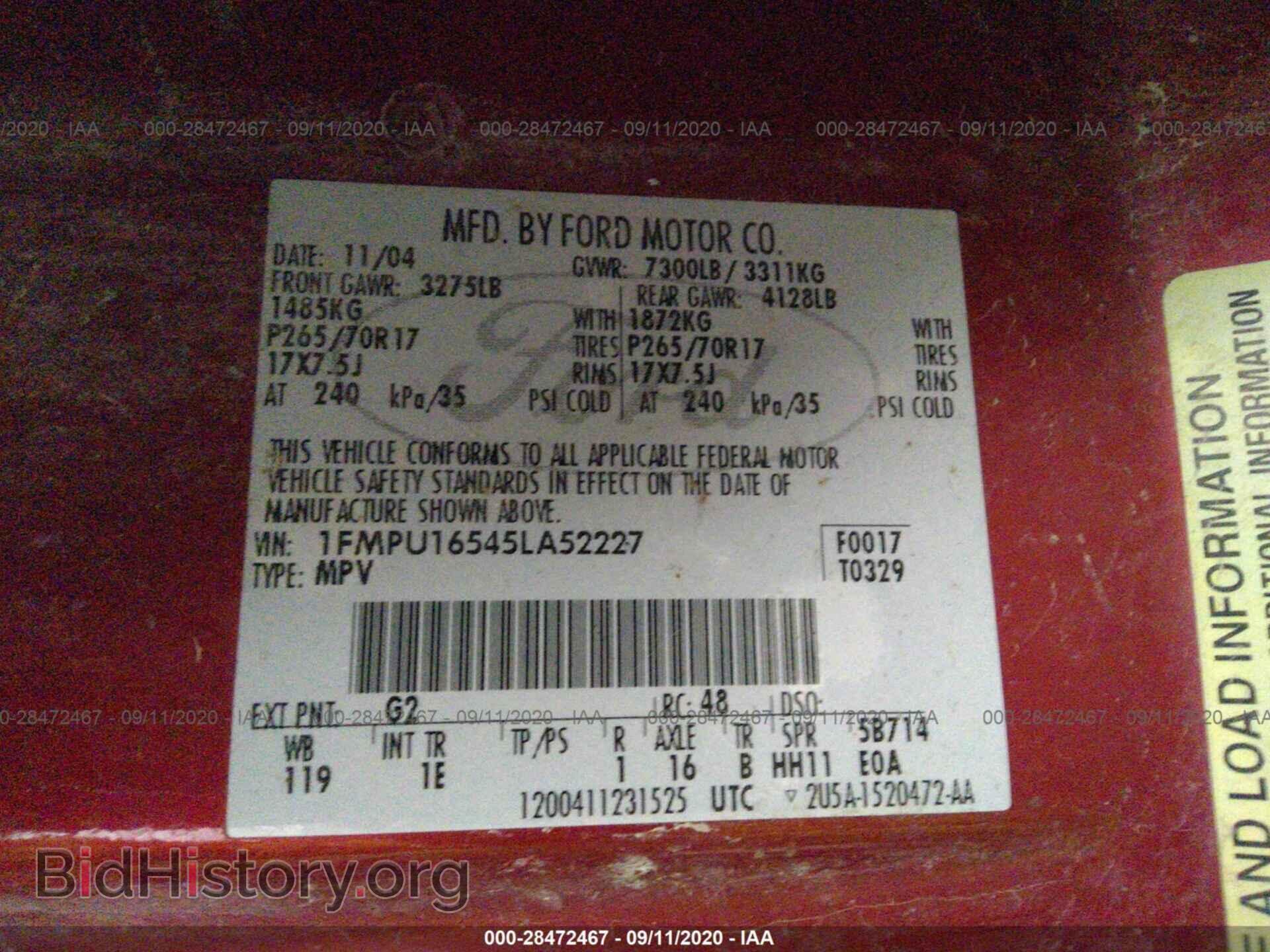 2005 FORD EXPEDITION - VIN: 1FMPU16545LA52227 - Фото 9