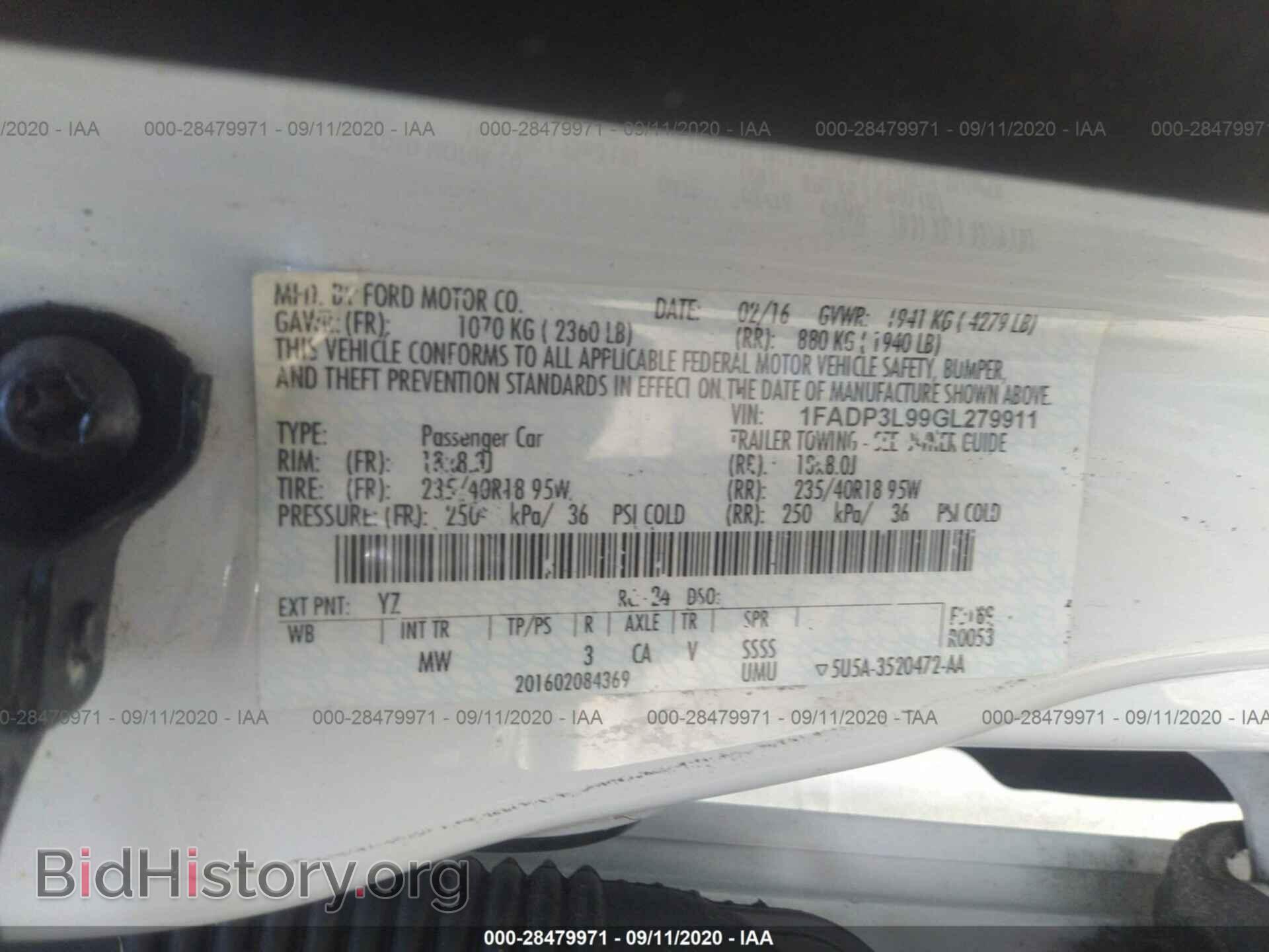 2016 FORD FOCUS - VIN: 1FADP3L99GL279911 - Фото 9