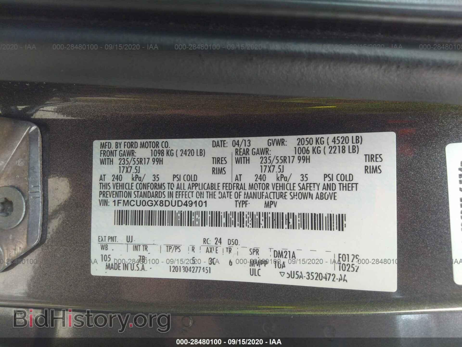 2013 FORD ESCAPE - VIN: 1FMCU0GX8DUD49101 - Photo 9