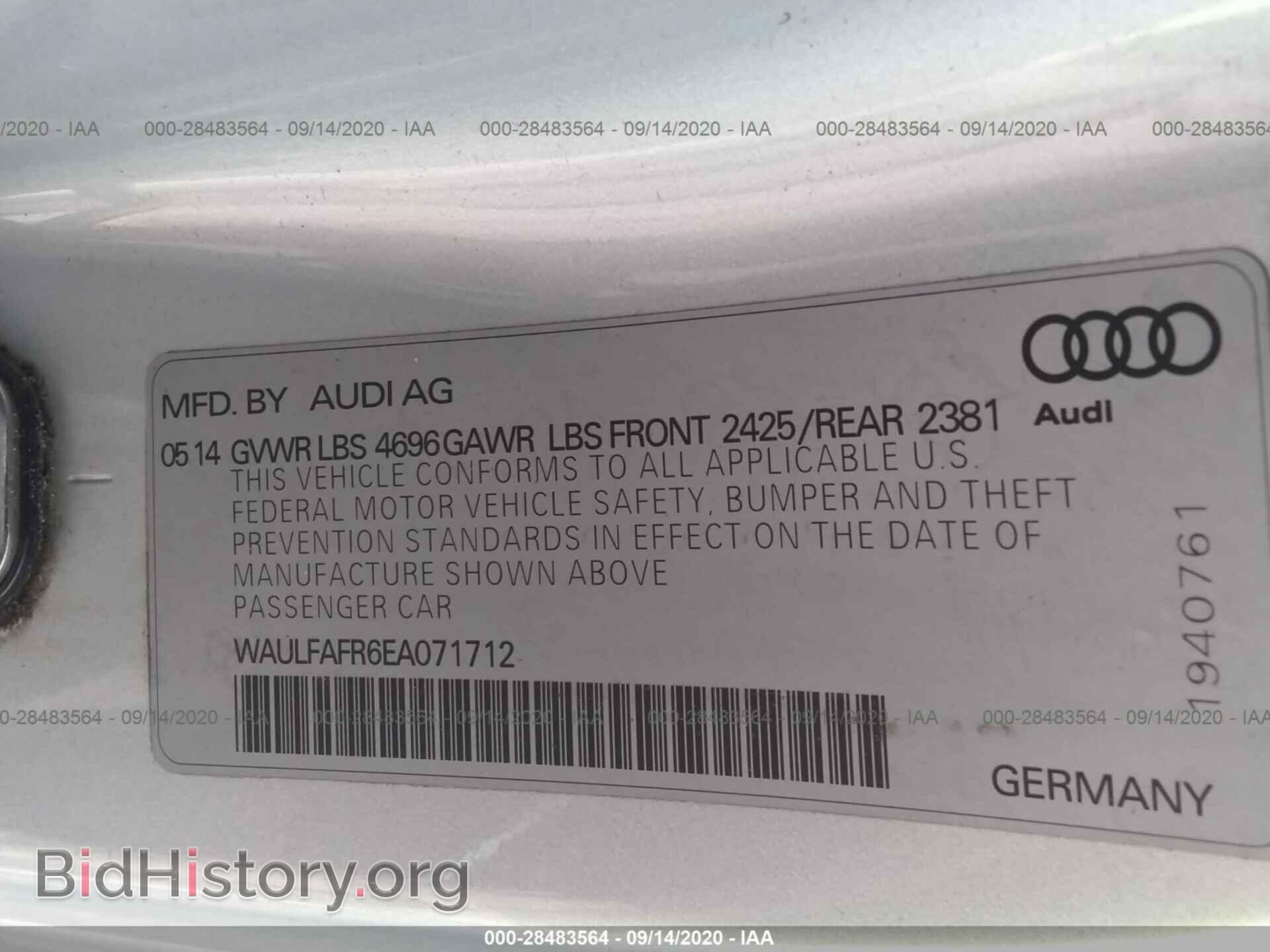 2014 AUDI A5 - VIN: WAULFAFR6EA071712 - Фото 9