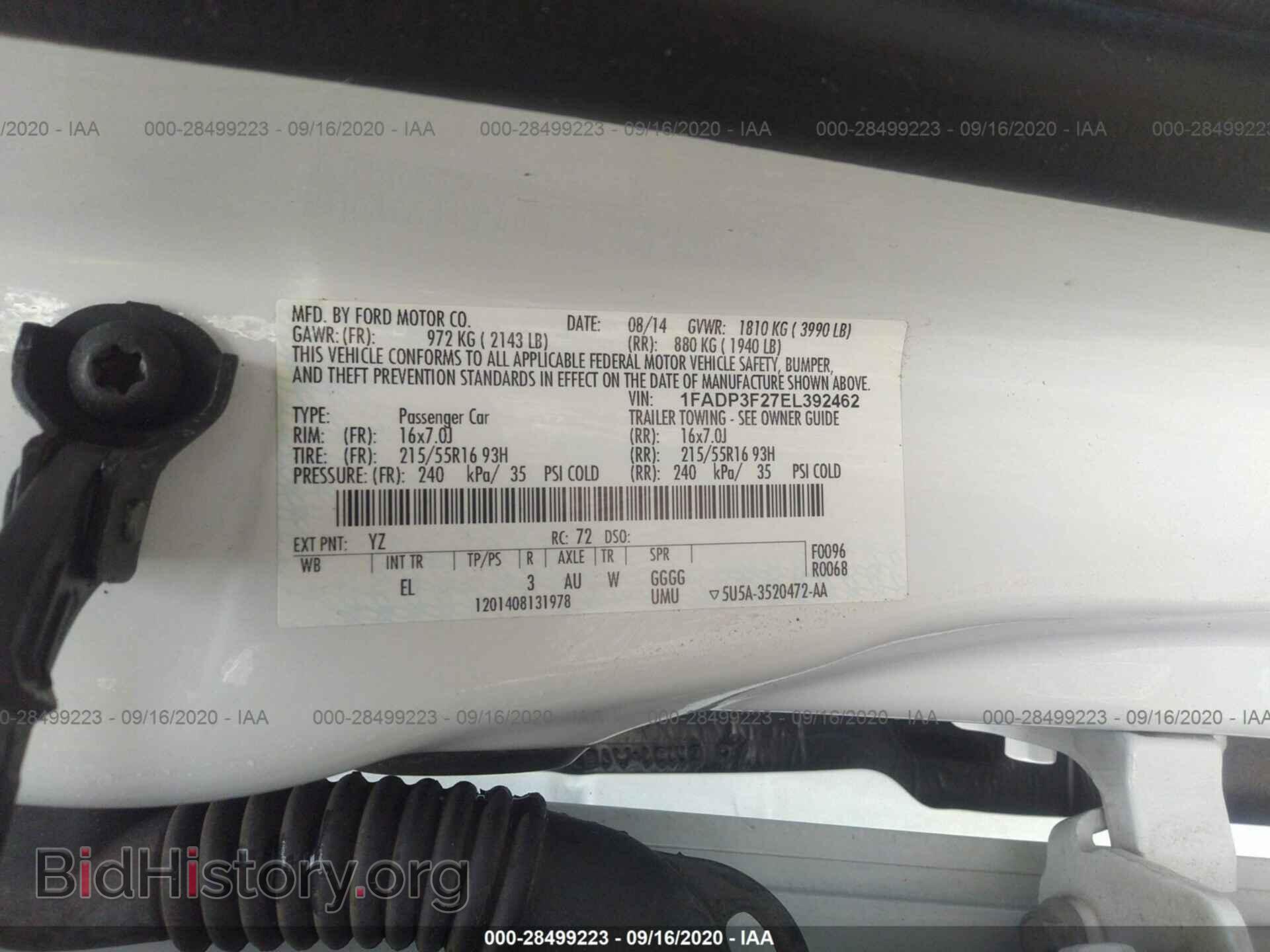 2014 FORD FOCUS - VIN: 1FADP3F27EL392462 - Фото 9