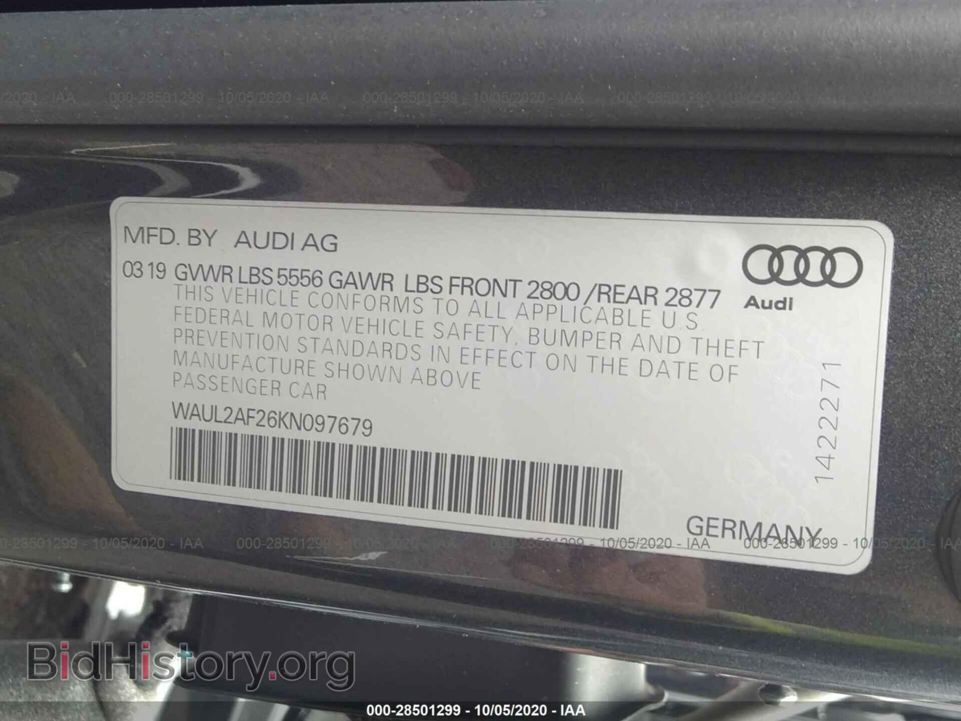 2019 AUDI A6 - VIN: WAUL2AF26KN097679 - Photo 9