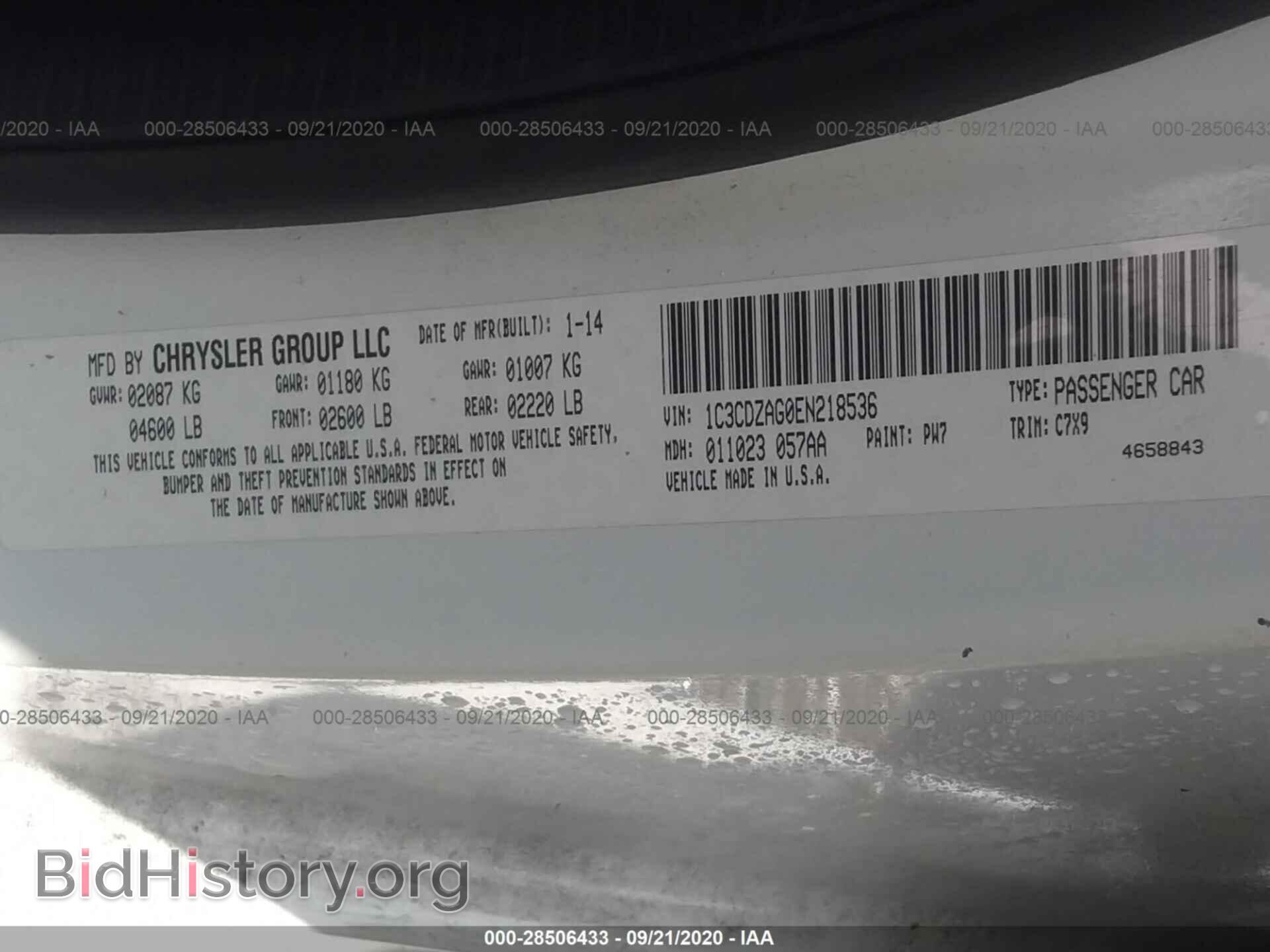 2014 DODGE AVENGER - VIN: 1C3CDZAG0EN218536 - Photo 9