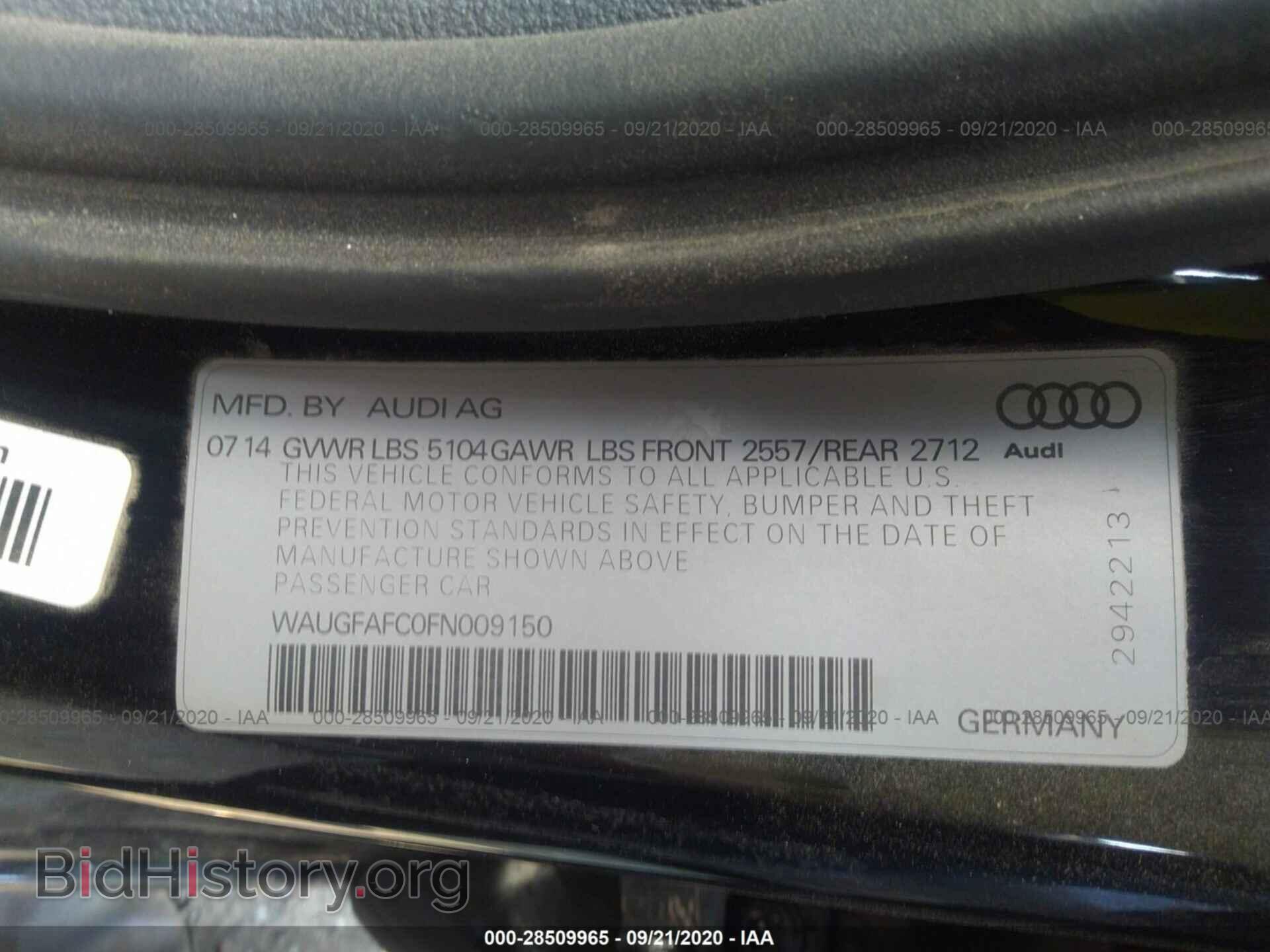 2015 AUDI A6 - VIN: WAUGFAFC0FN009150 - Фото 9